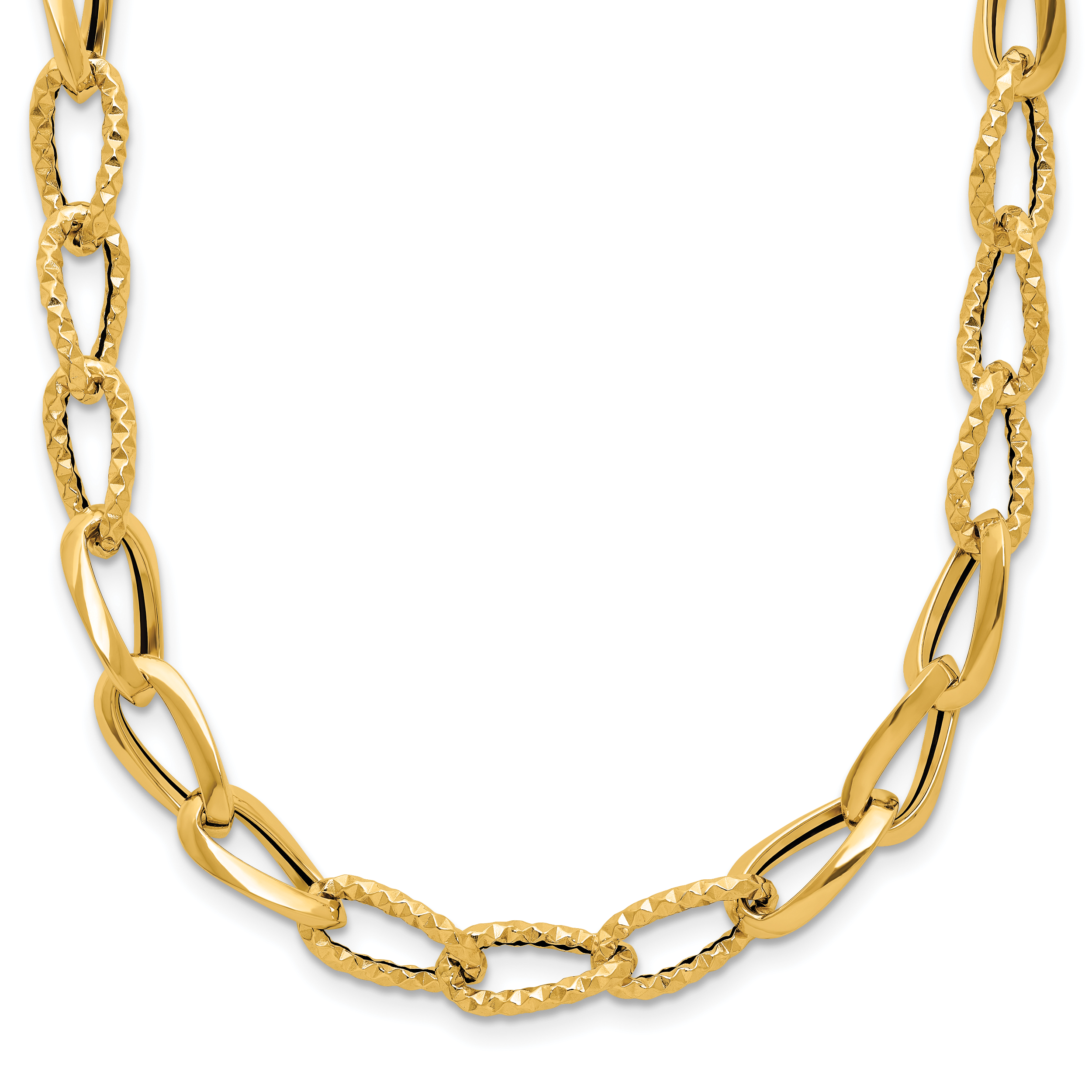 14K Polished and Diamond-cut Fancy Link Necklace Secondary image