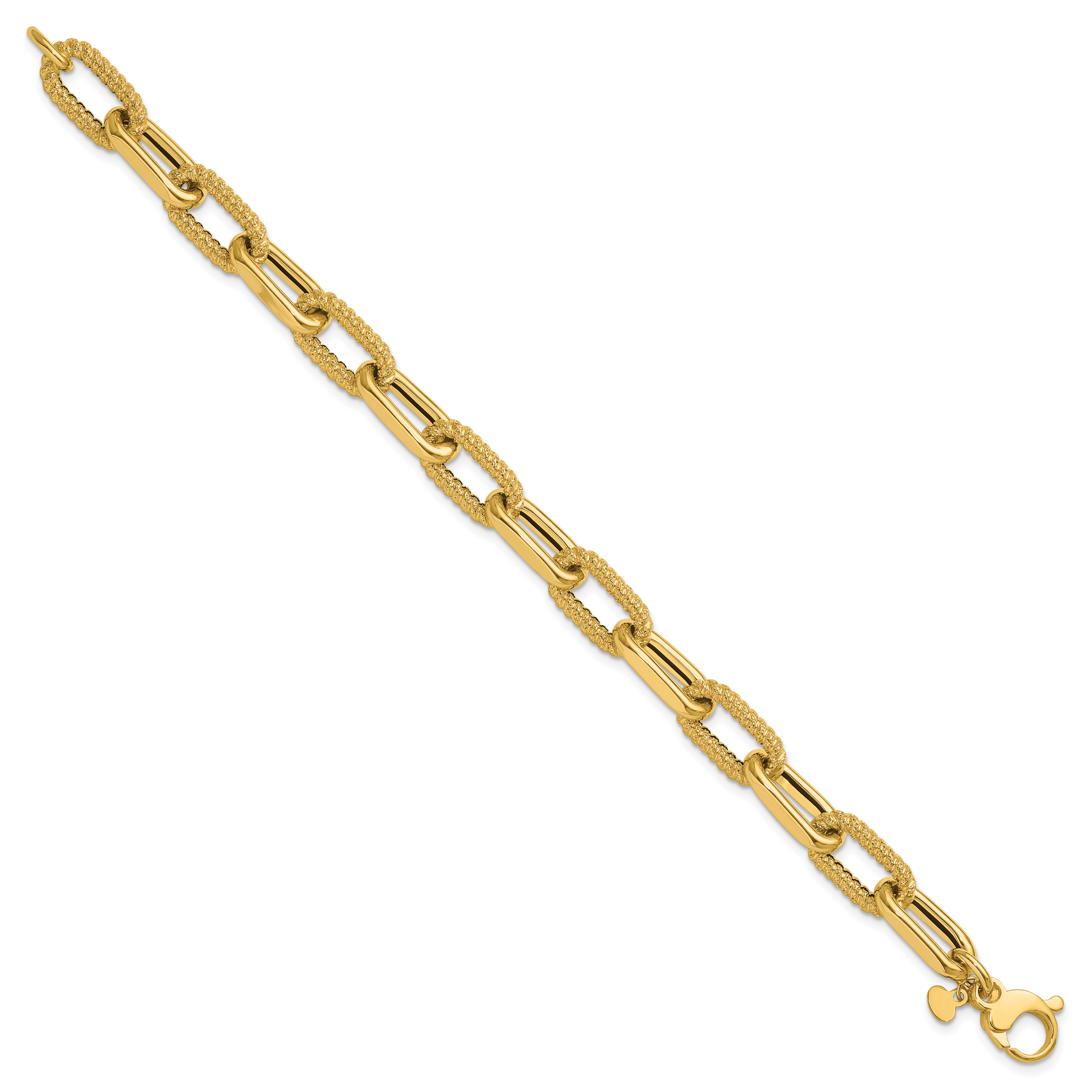 14K Polished and Textured Fancy Link Bracelet Secondary image