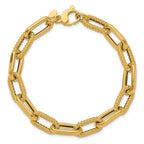 14K Polished and Textured Fancy Link Bracelet