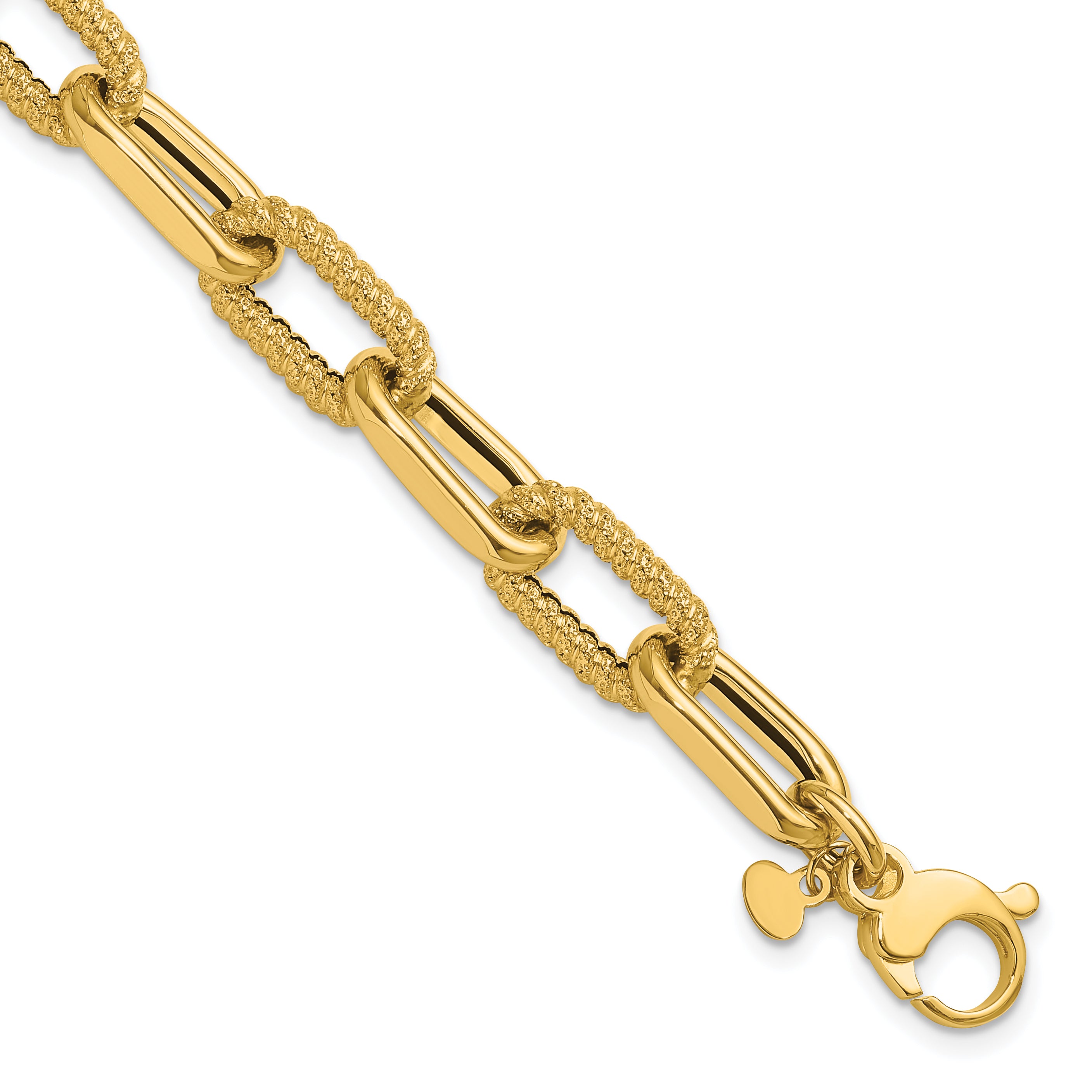 14K Polished and Textured Fancy Link Bracelet Main image