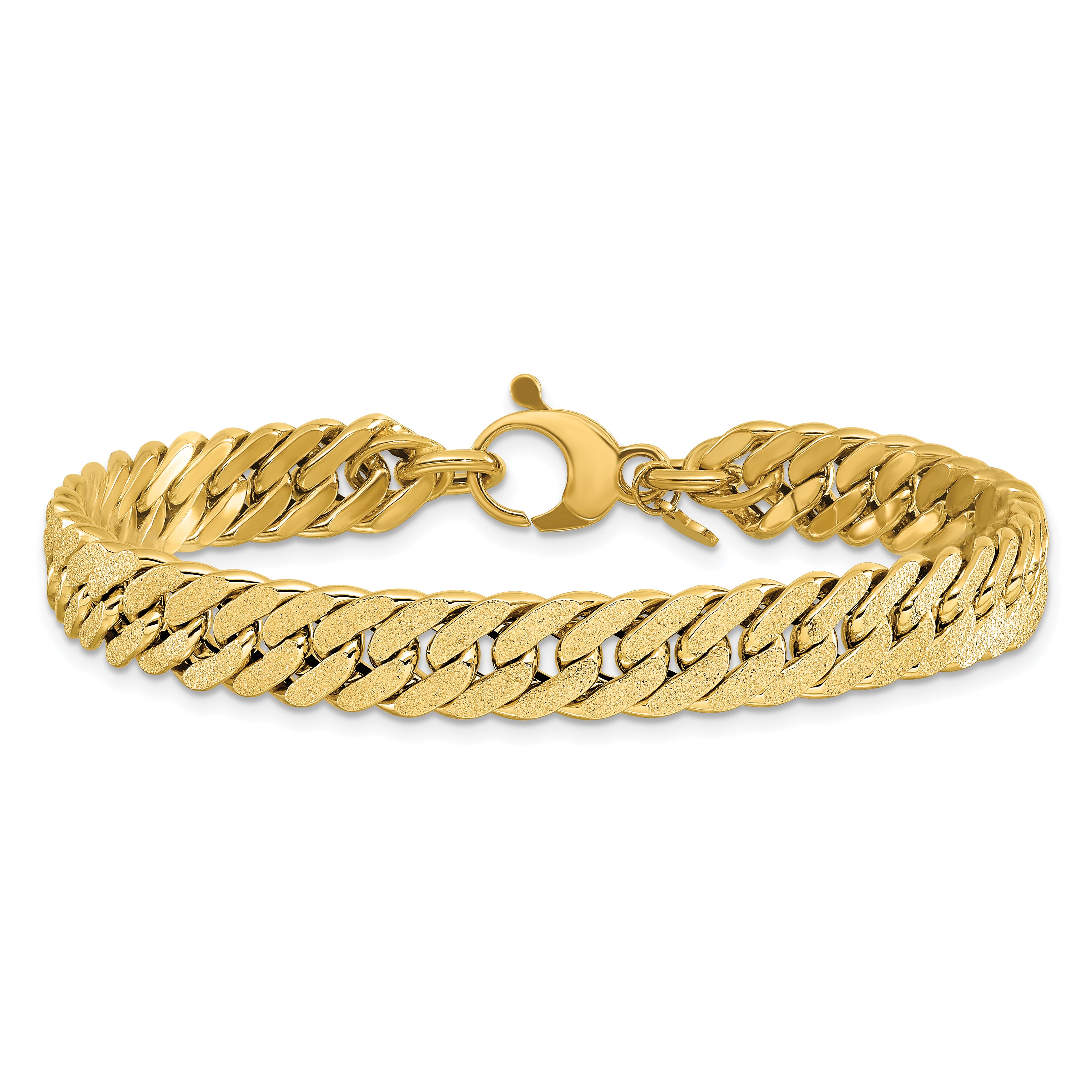 14K Polished and Satin Reversible Fancy Curb Bracelet