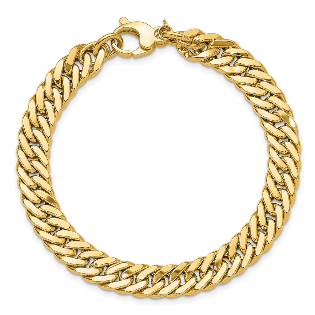 14K Polished and Satin Reversible Fancy Curb Bracelet