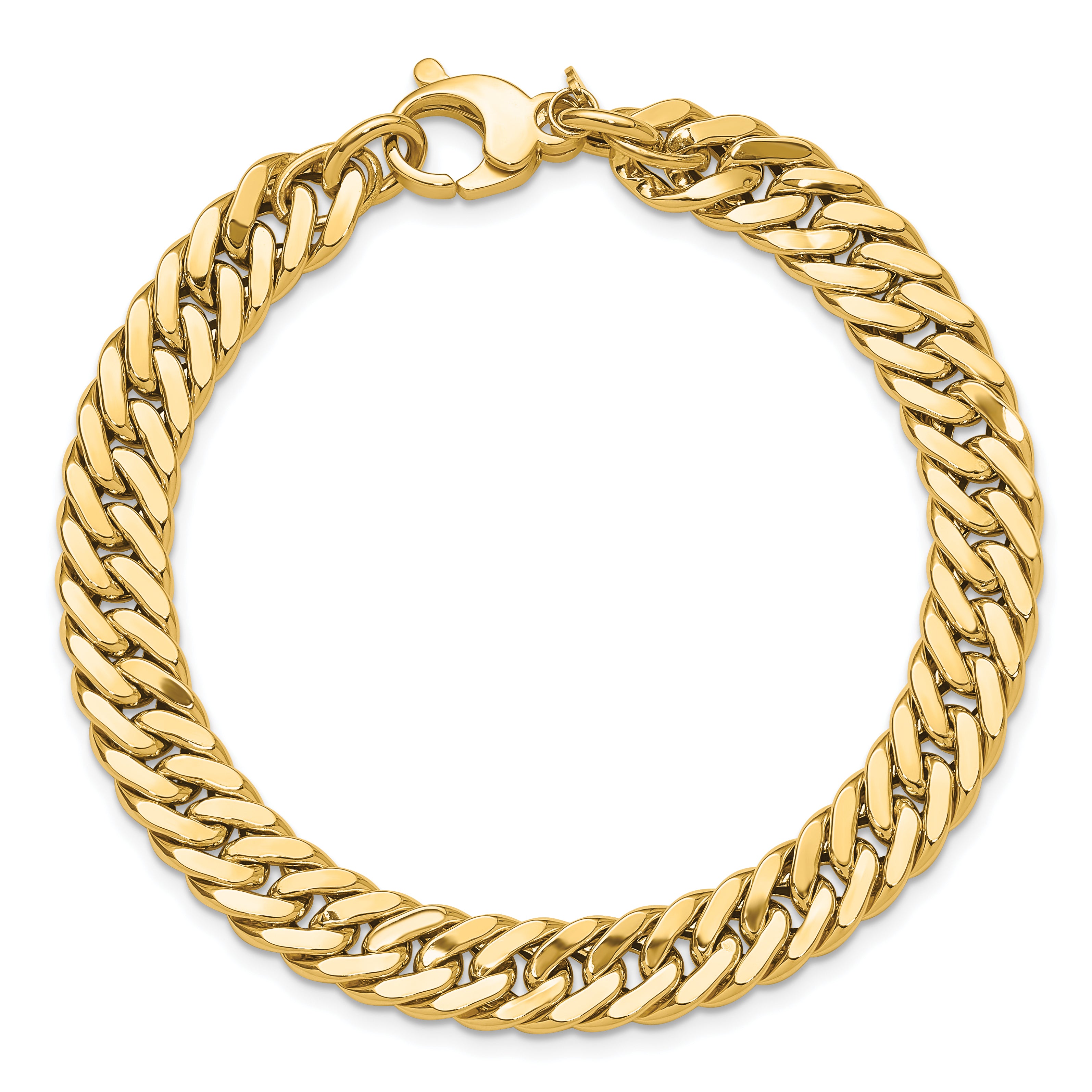 14K Polished and Satin Reversible Fancy Curb Bracelet