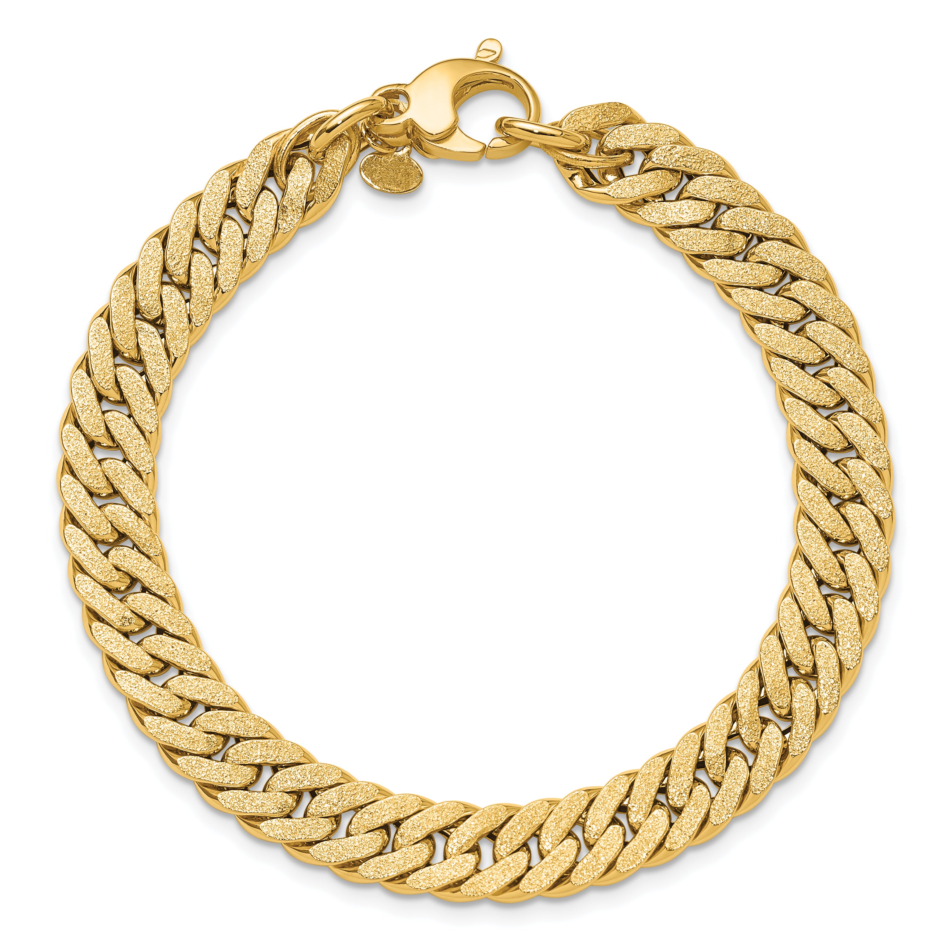 14K Polished and Satin Reversible Fancy Curb Bracelet