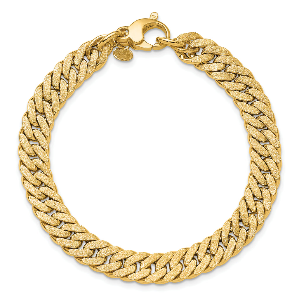 14K Polished and Satin Reversible Fancy Curb Bracelet