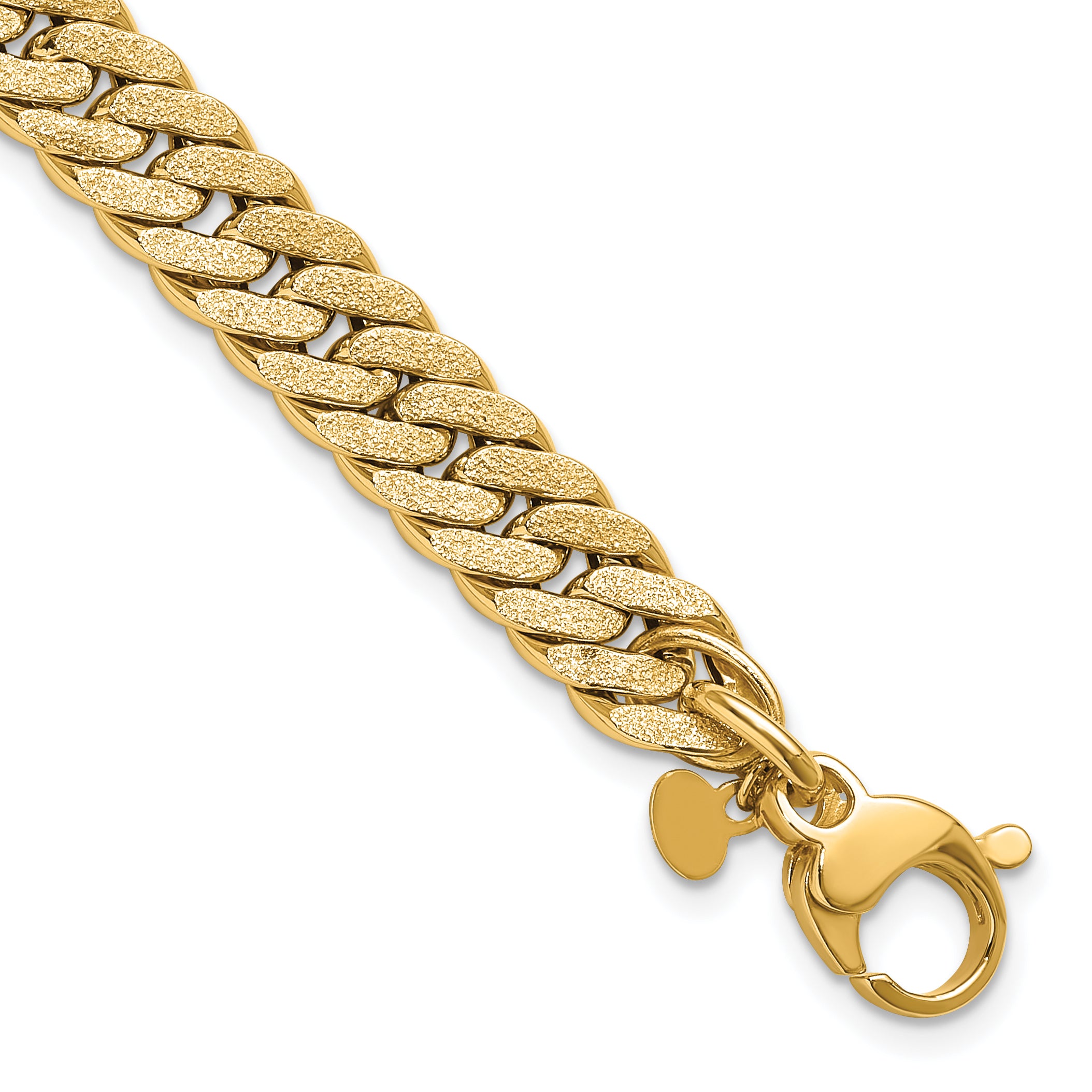 14K Polished and Satin Reversible Fancy Curb Bracelet Main image