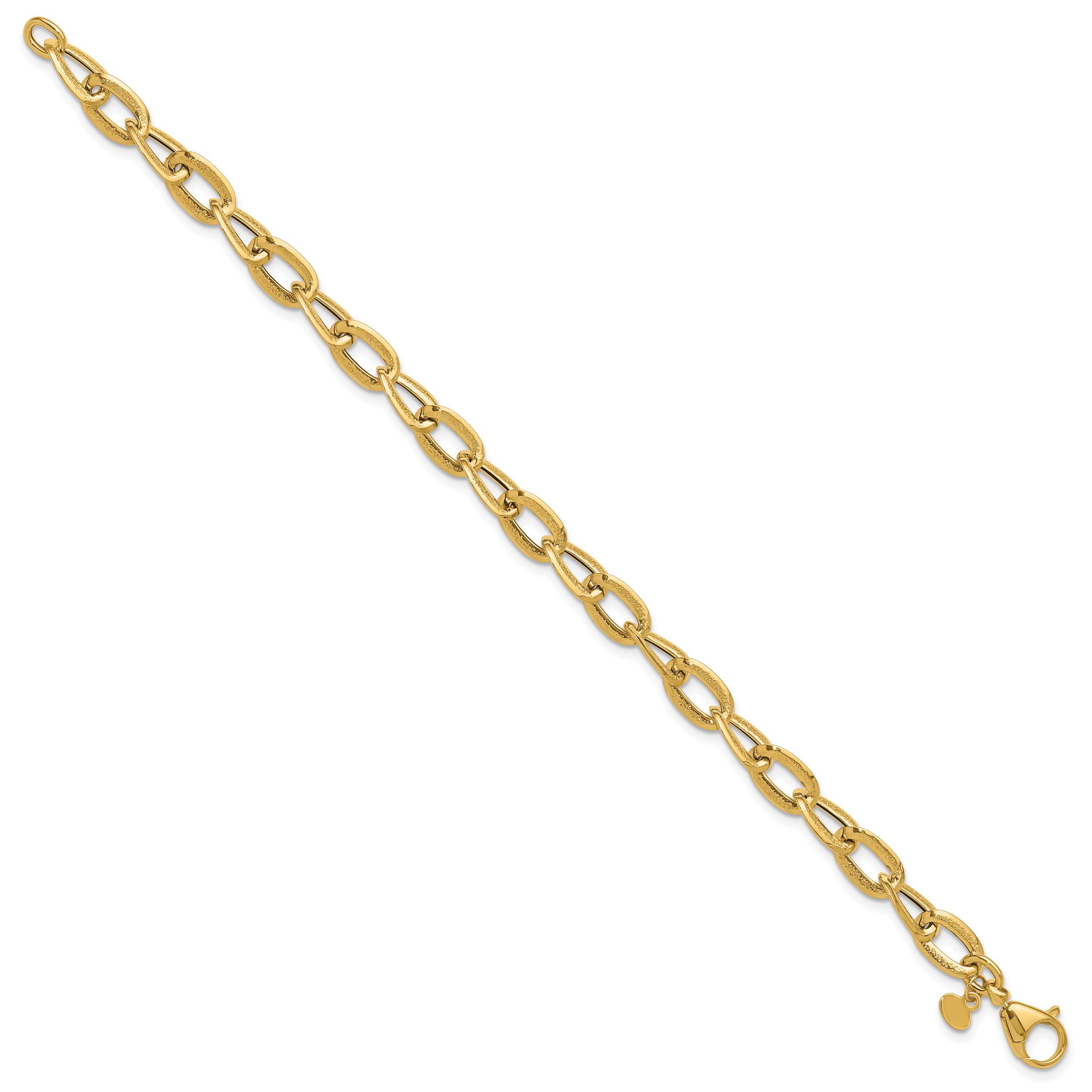 14K Polished and Satin Fancy Link Bracelet Secondary image