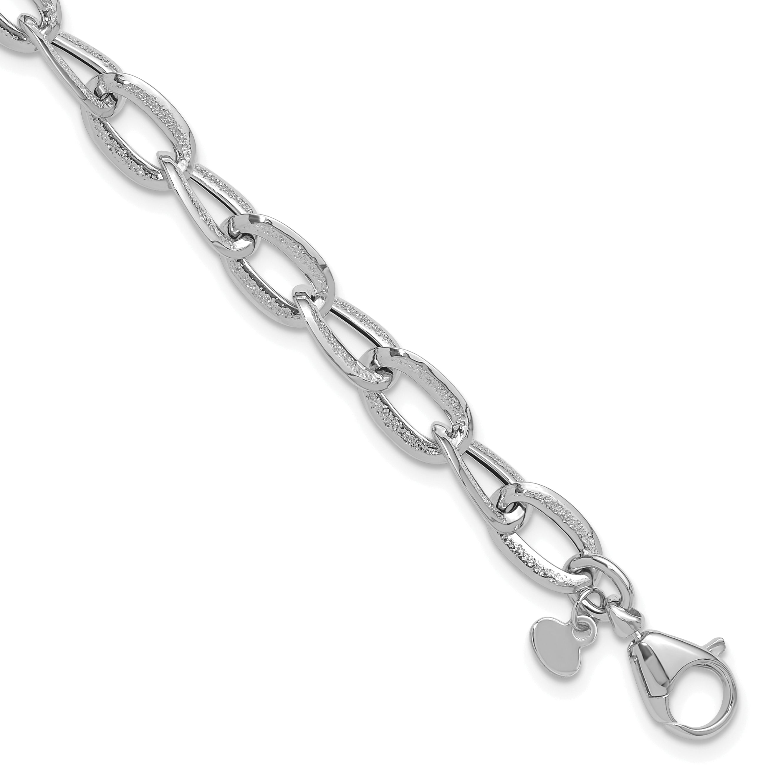 14K White Gold Polished and Satin Fancy Link Bracelet Main image