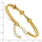 14K Polished Woven 3 Knot Adjustable Bangle