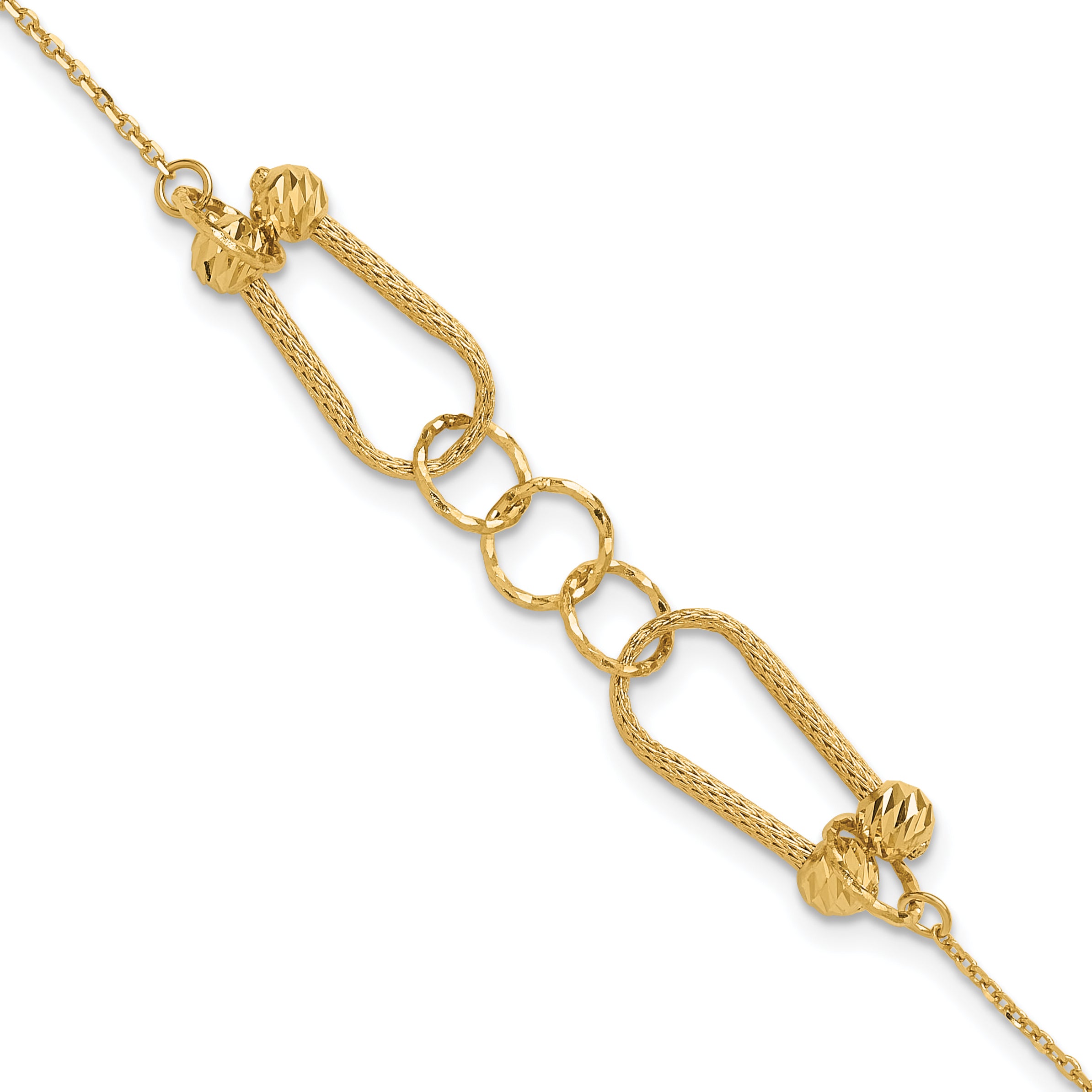 14K Polished and Diamond-cut Fancy Link with 1in ext. Bracelet Main image