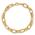 14K Polished/Textured/Diamond-cut Fancy Link Bracelet