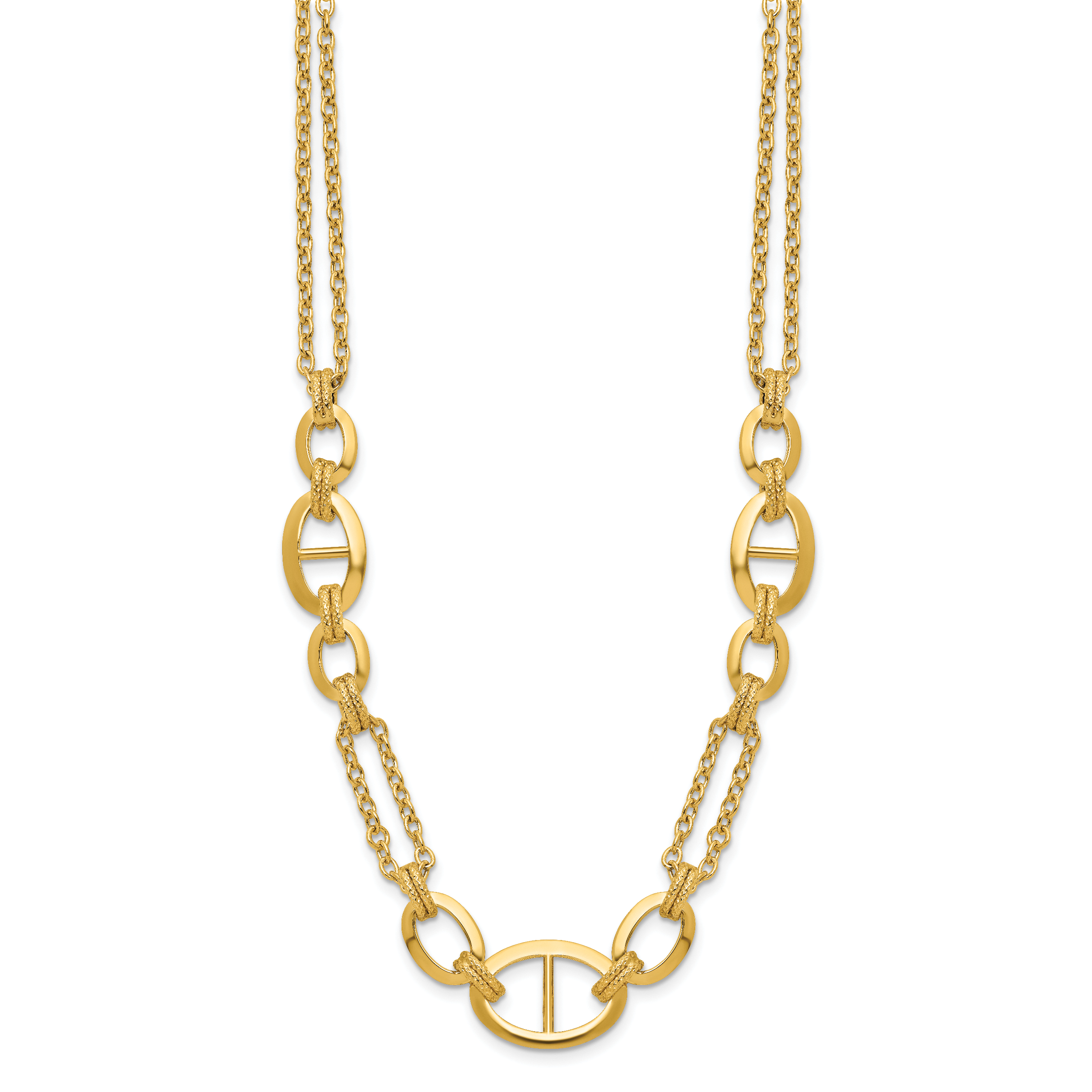 14K Polished Multi-strand Fancy Link Necklace