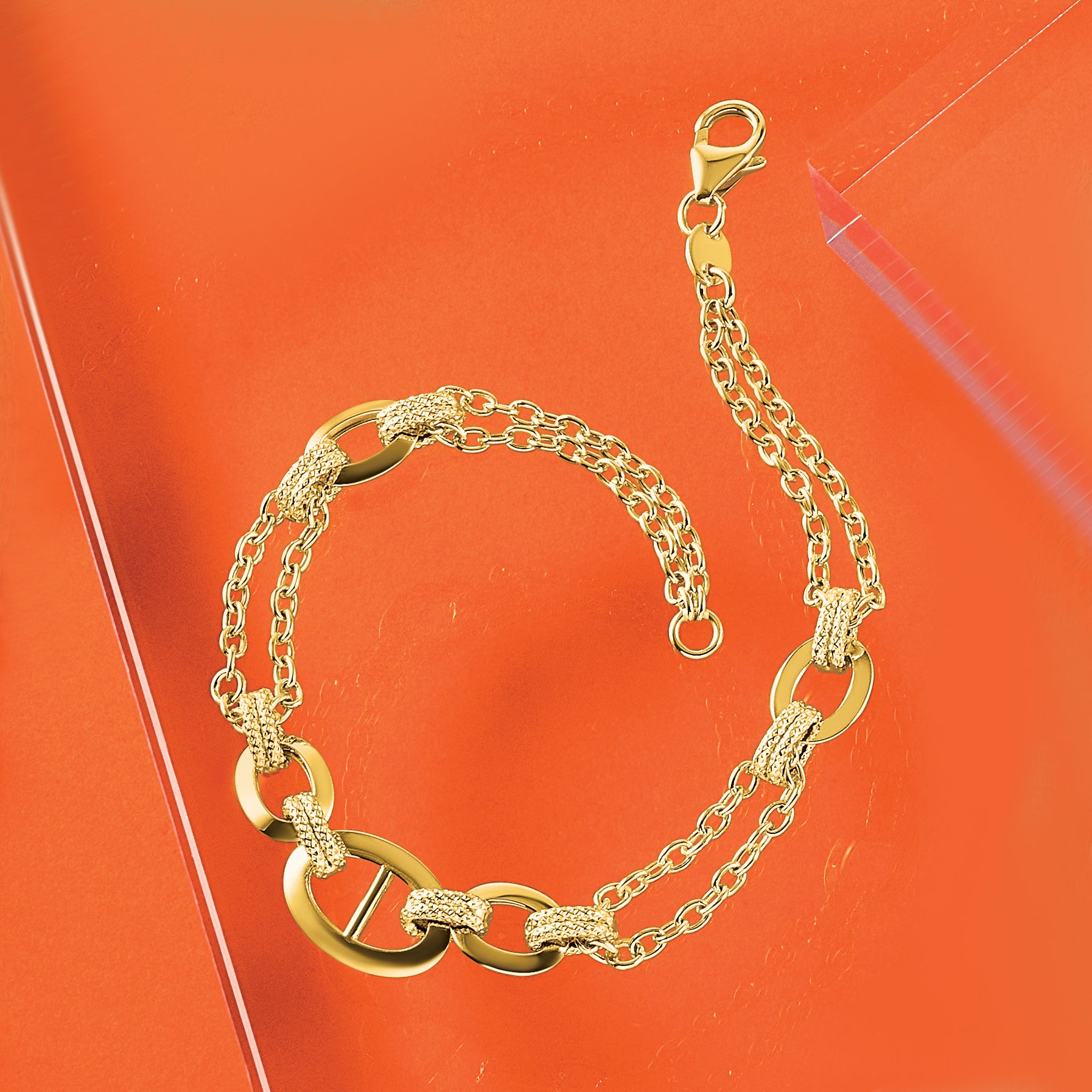 14K Polished Multi-strand Fancy Link Bracelet
