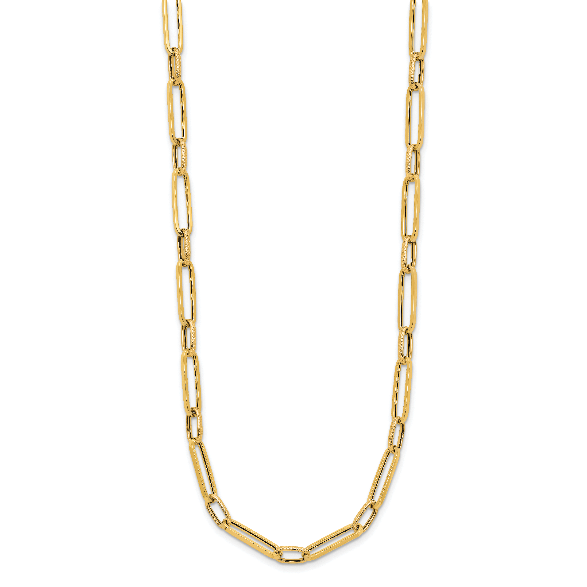 14K Polished and Textured Fancy Link Necklace Secondary image