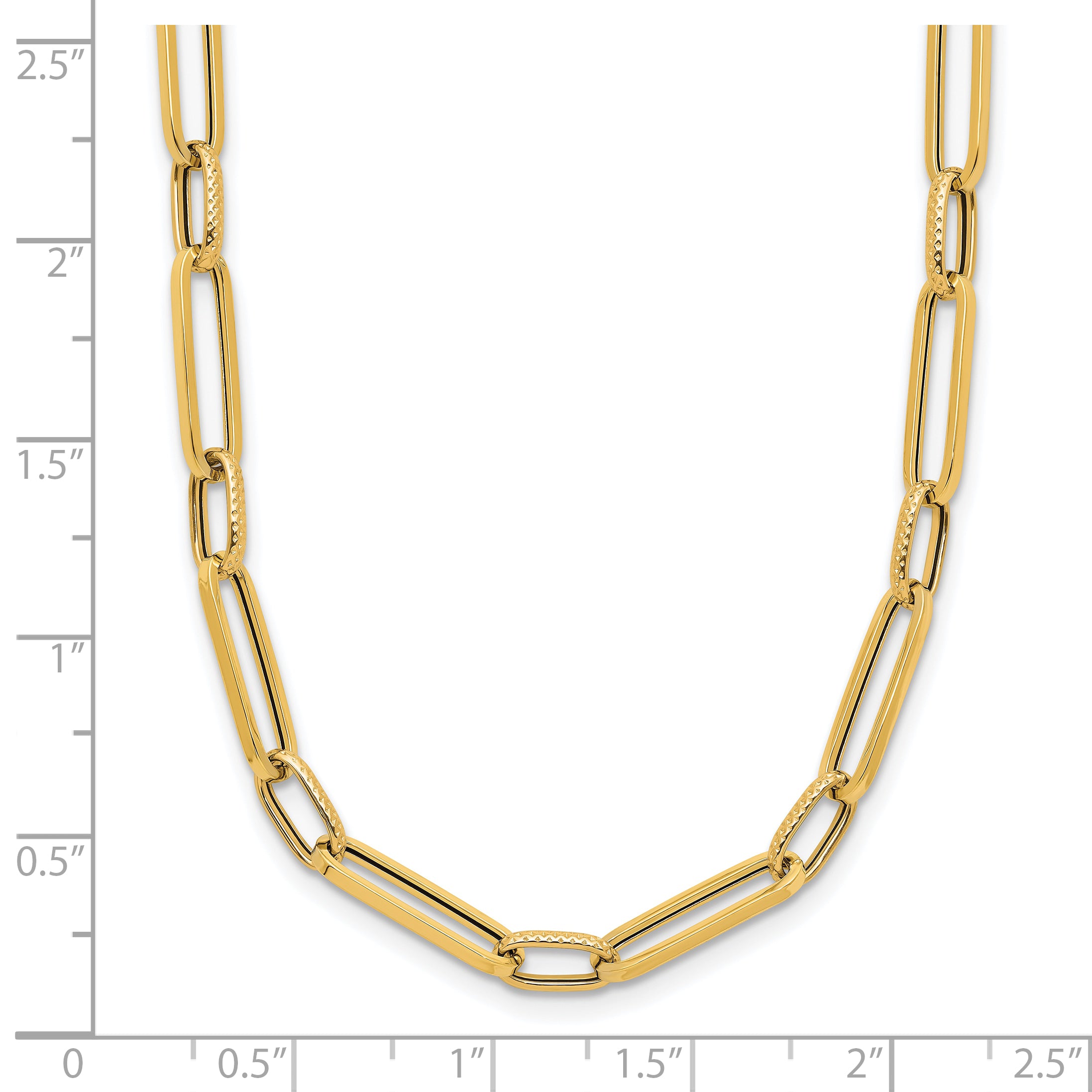 14K Polished and Textured Fancy Link Necklace