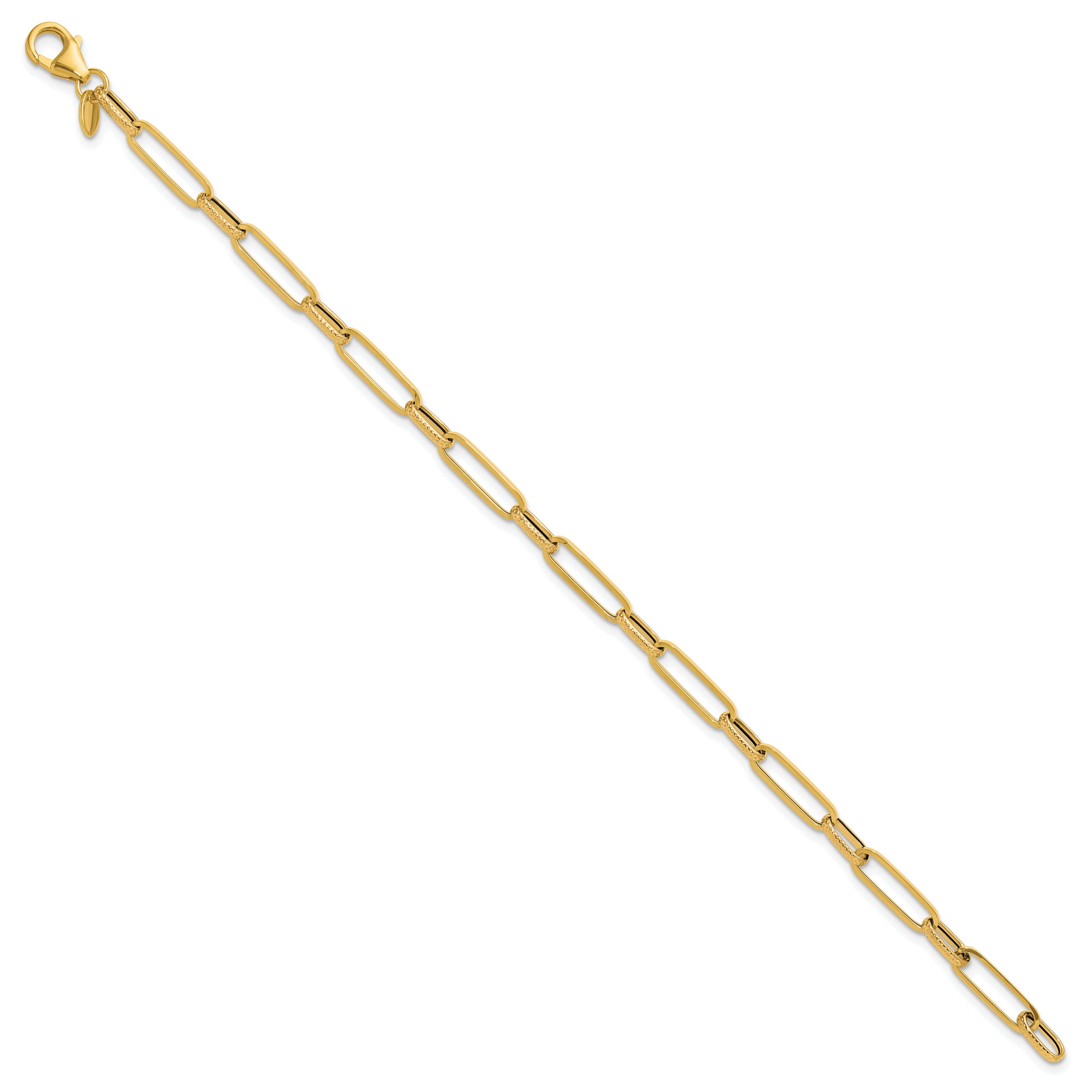 14K Polished/Textured Fancy Link Bracelet