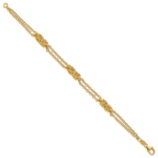 14K Polished and Textured Multi-strand Bracelet