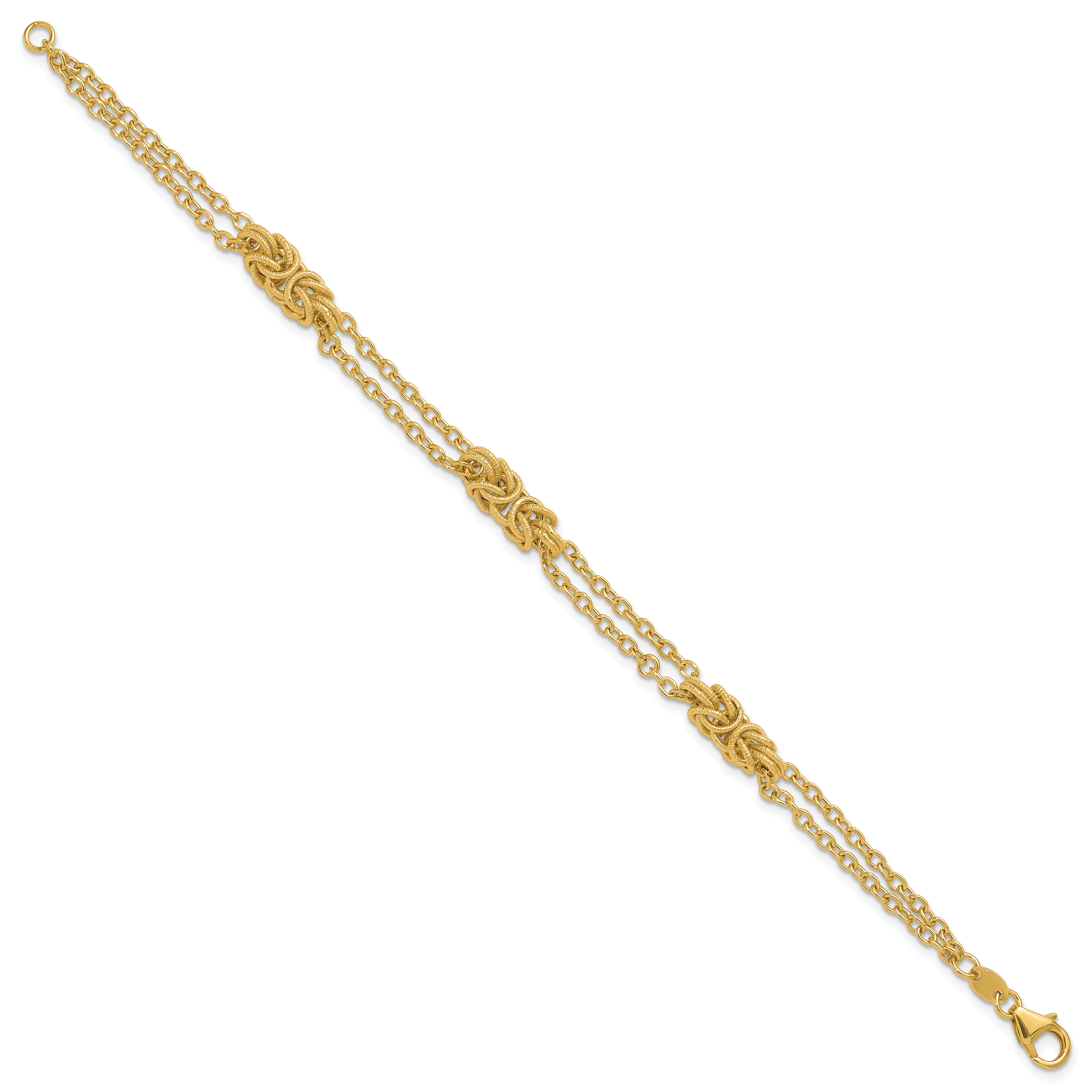 14K Polished and Textured Multi-strand Bracelet