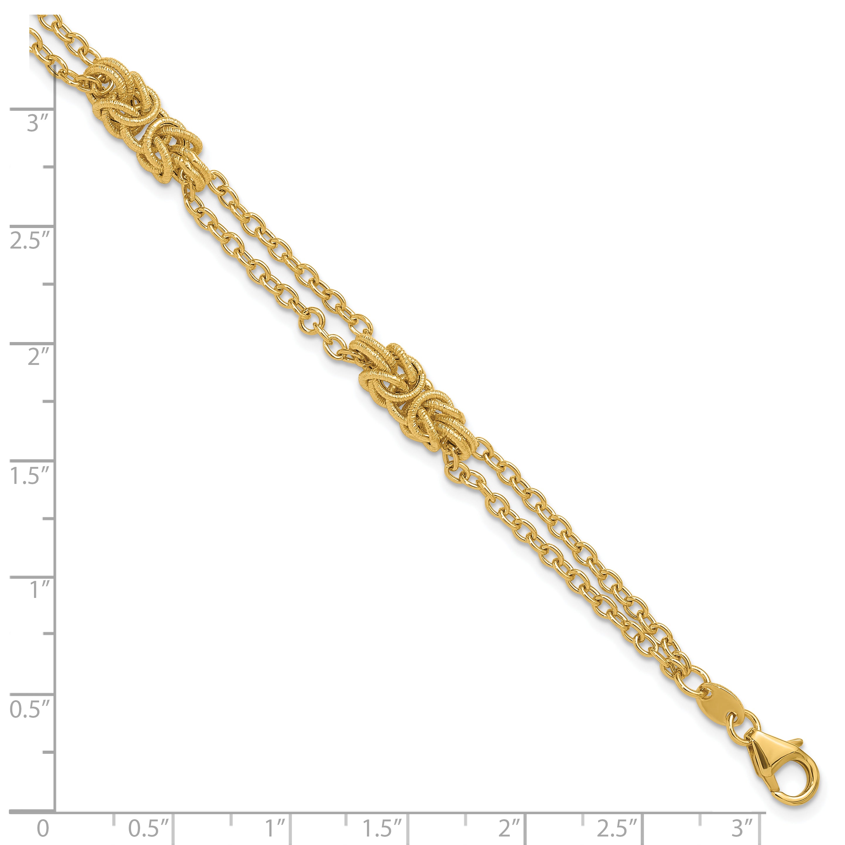 14K Polished and Textured Multi-strand Bracelet