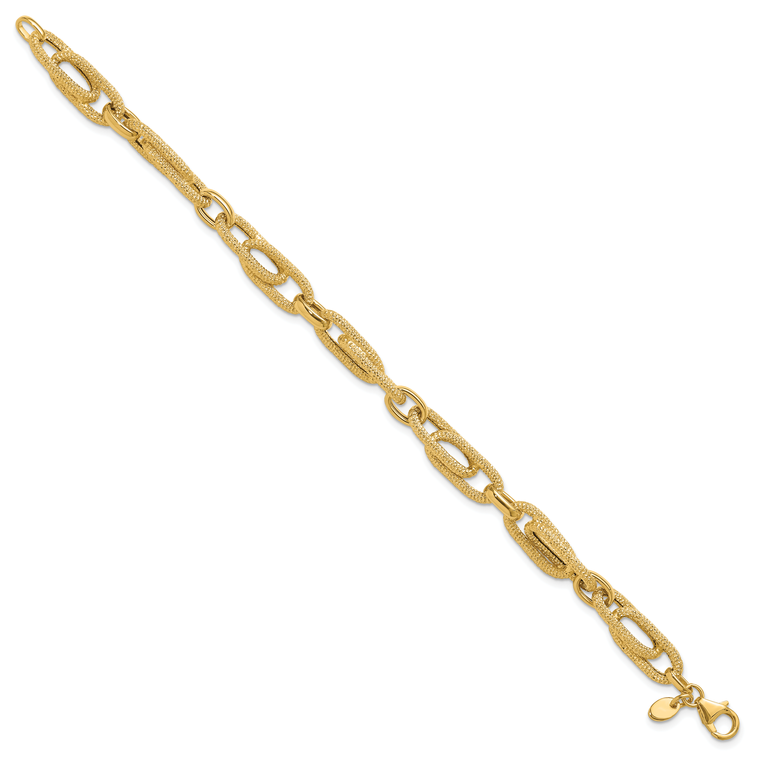 14K Polished and Textured Fancy Link Bracelet Secondary image
