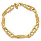 14K Polished and Textured Fancy Link Bracelet