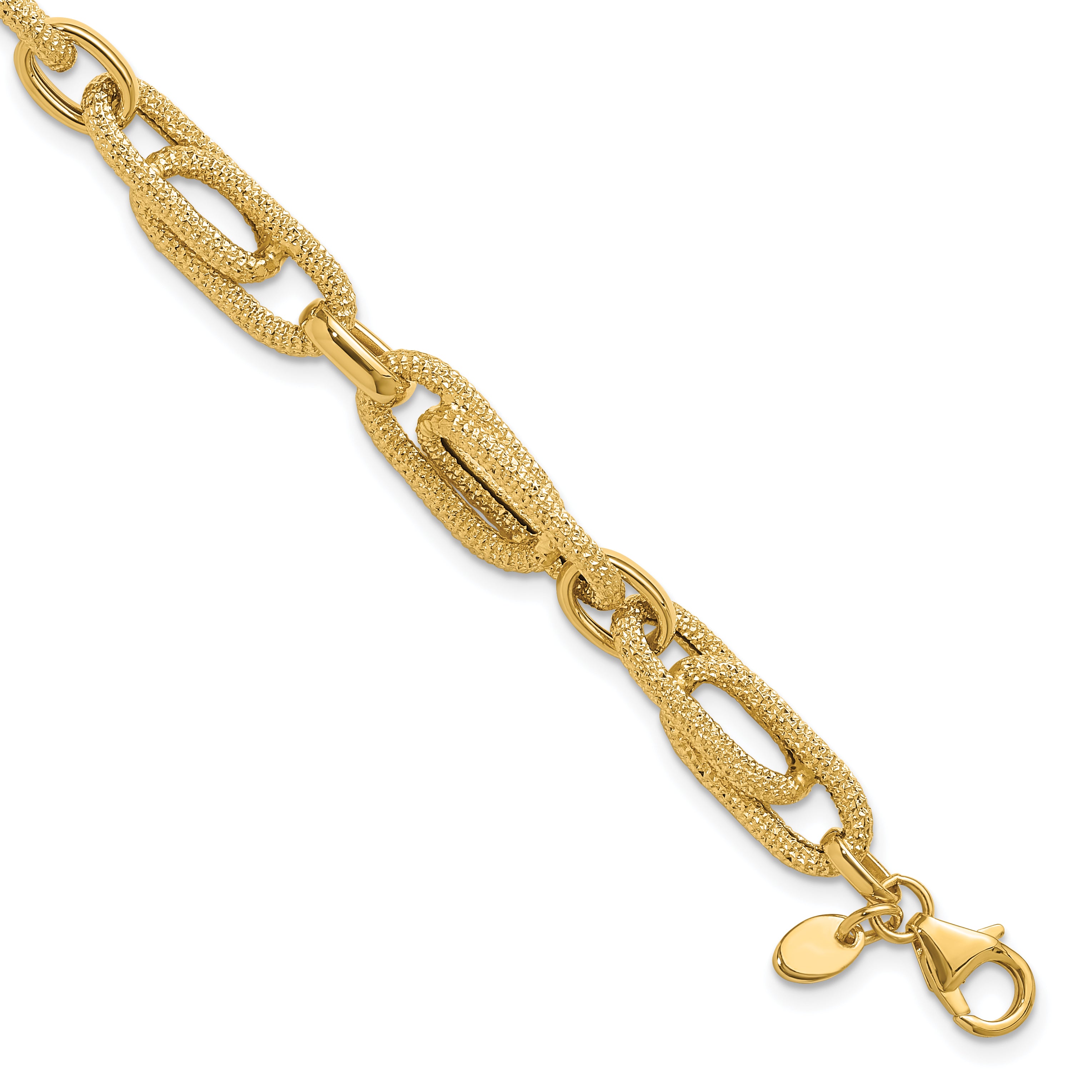 14K Polished and Textured Fancy Link Bracelet Main image