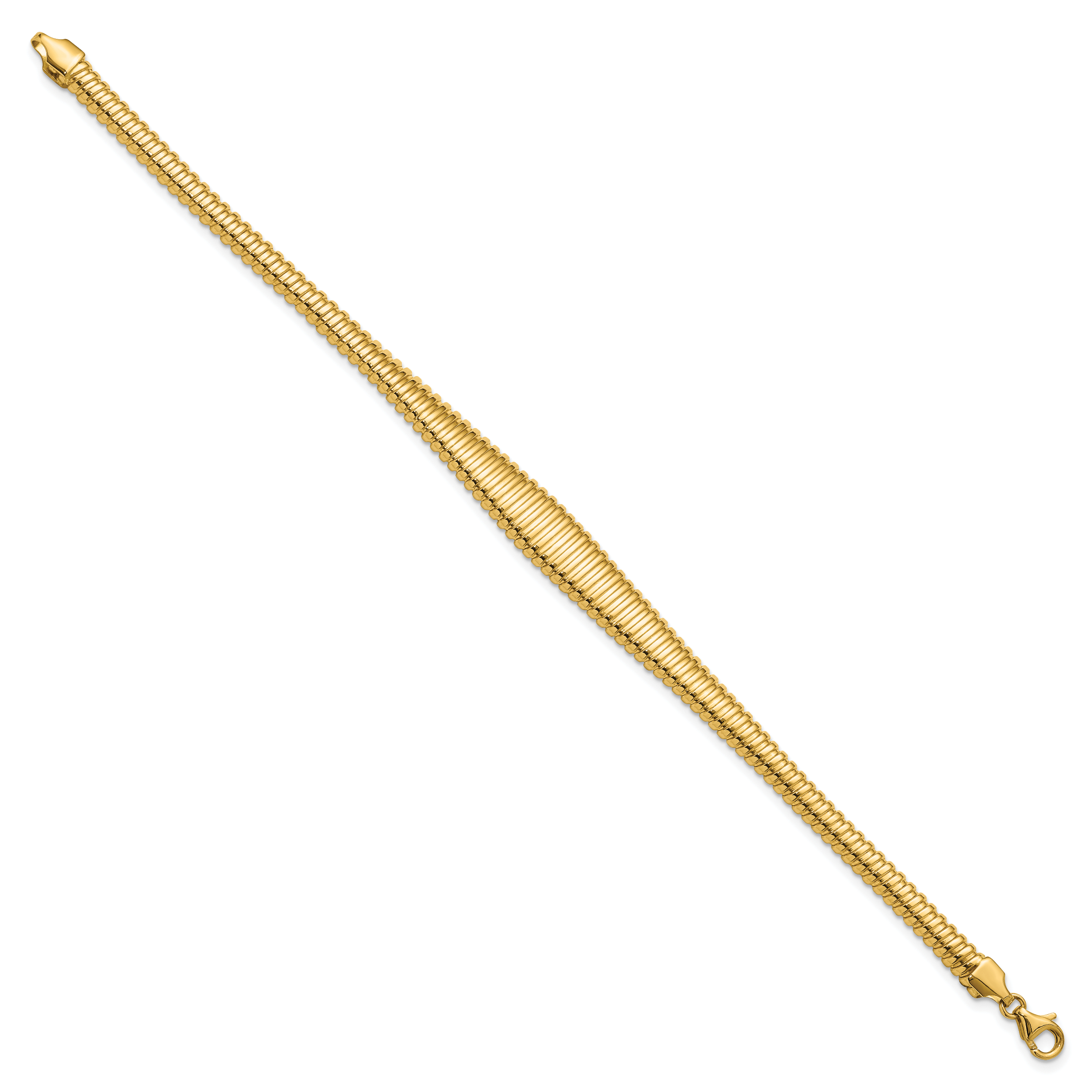 14K Polished Ridged Graduated Bracelet Secondary image