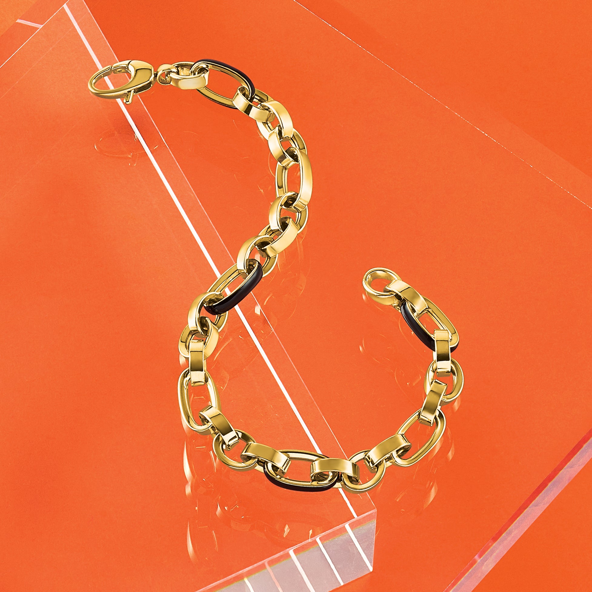 14K Polished with Enamel Link Bracelet