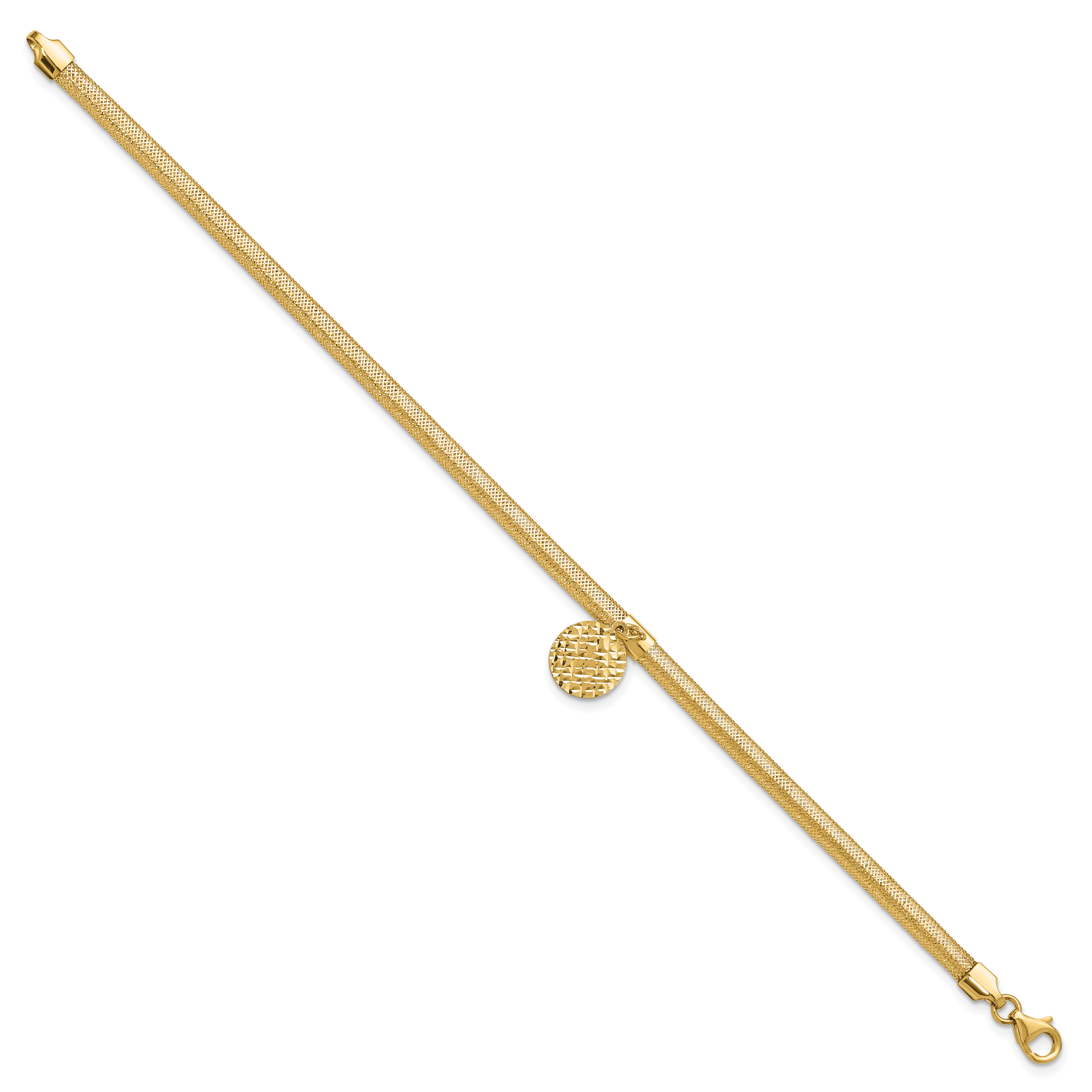14K Polished Stretch/Mesh Diamond-cut Disc Bracelet Secondary image