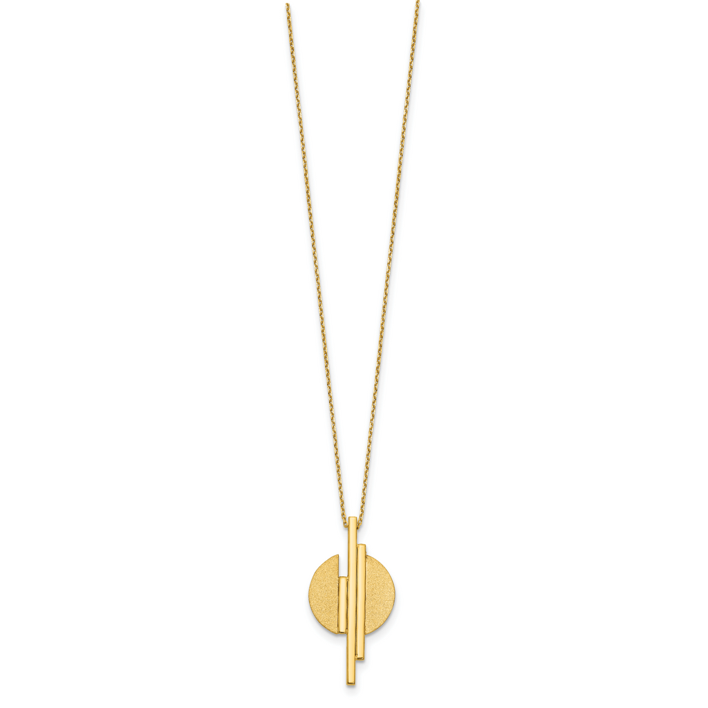14K Polished and Brushed with 2in ext. Necklace