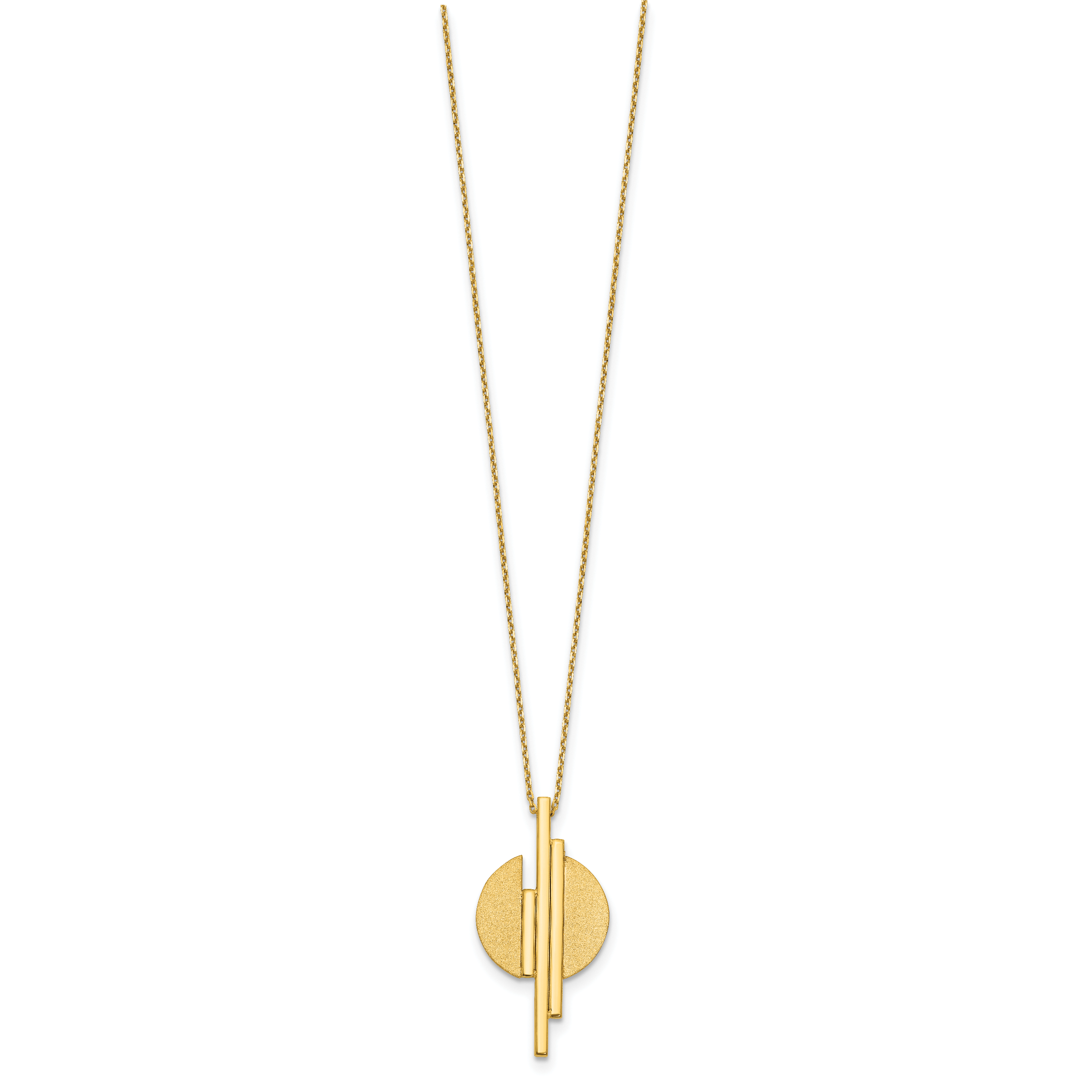 14K Polished and Brushed with 2in ext. Necklace