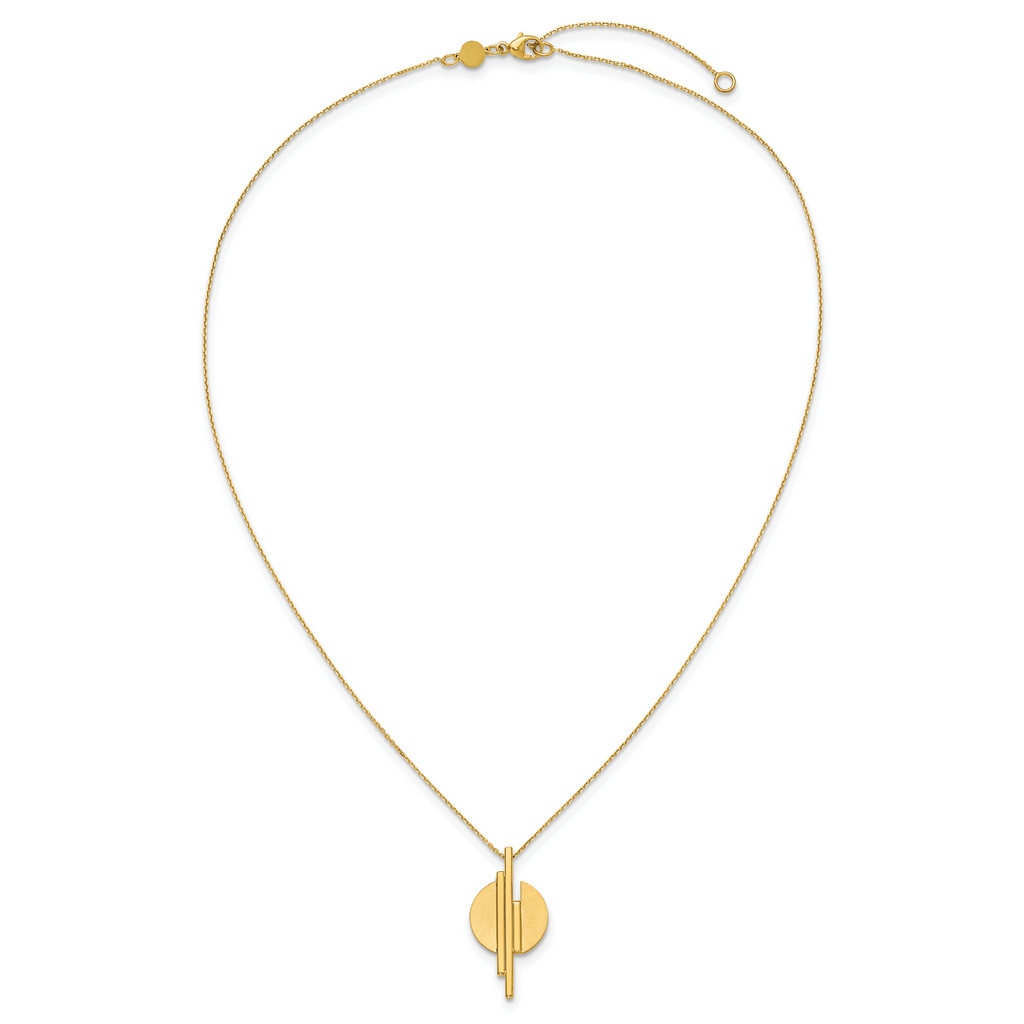 14K Polished and Brushed with 2in ext. Necklace