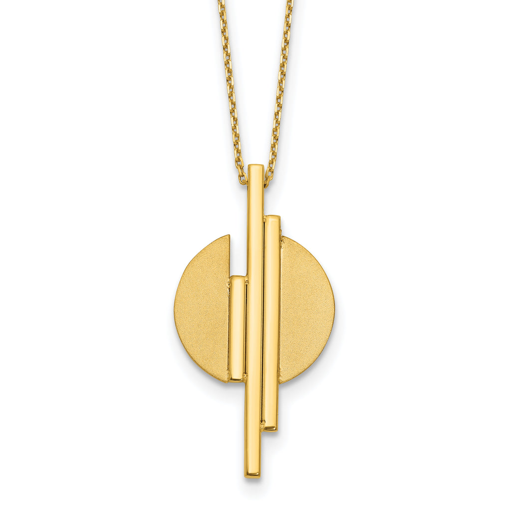 14K Polished and Brushed with 2in ext. Necklace
