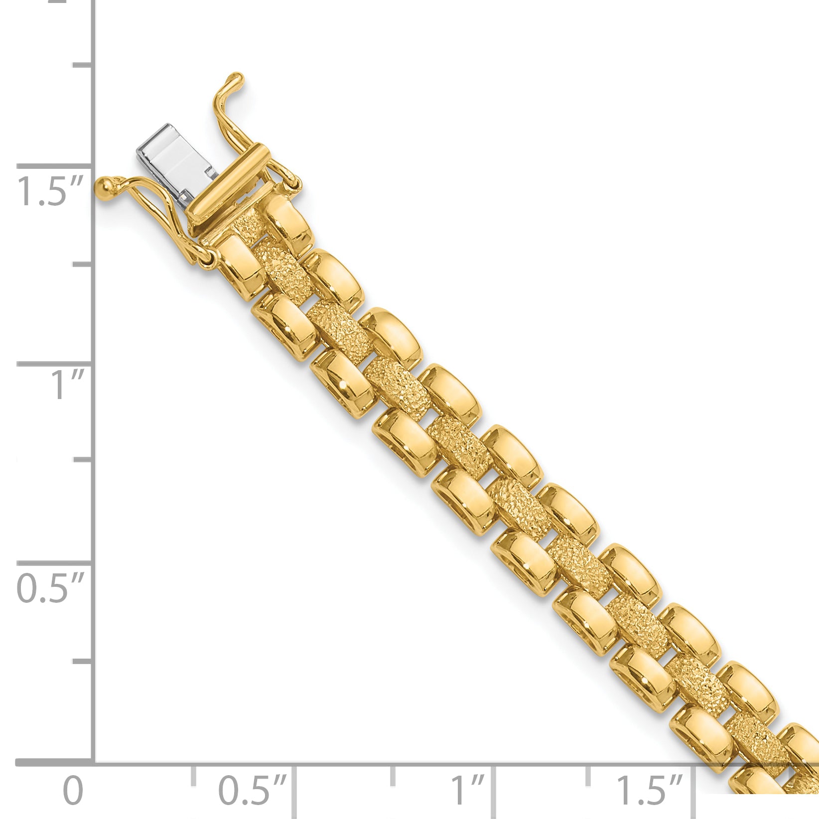 14K Polished and Textured Fancy Link Bracelet