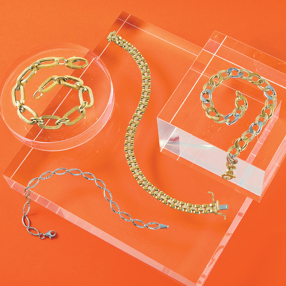 14K Polished and Textured Fancy Link Bracelet