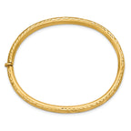14K Satin and Diamond-cut Hinged Bangle