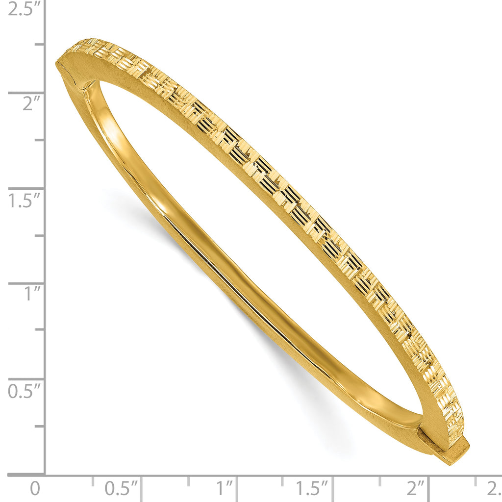 14K Polished and Diamond-cut Bangle