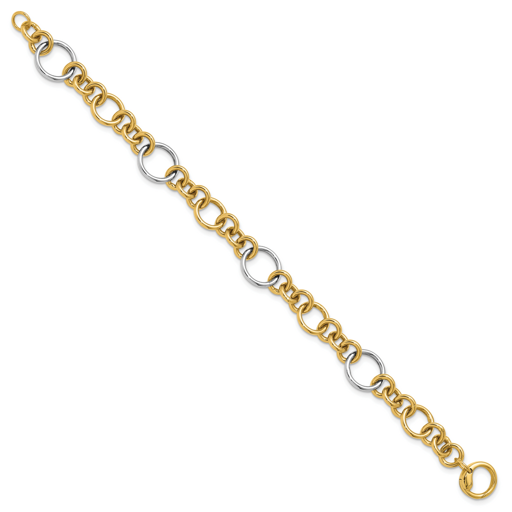 14K Two-Tone Polished Circle Links Bracelet
