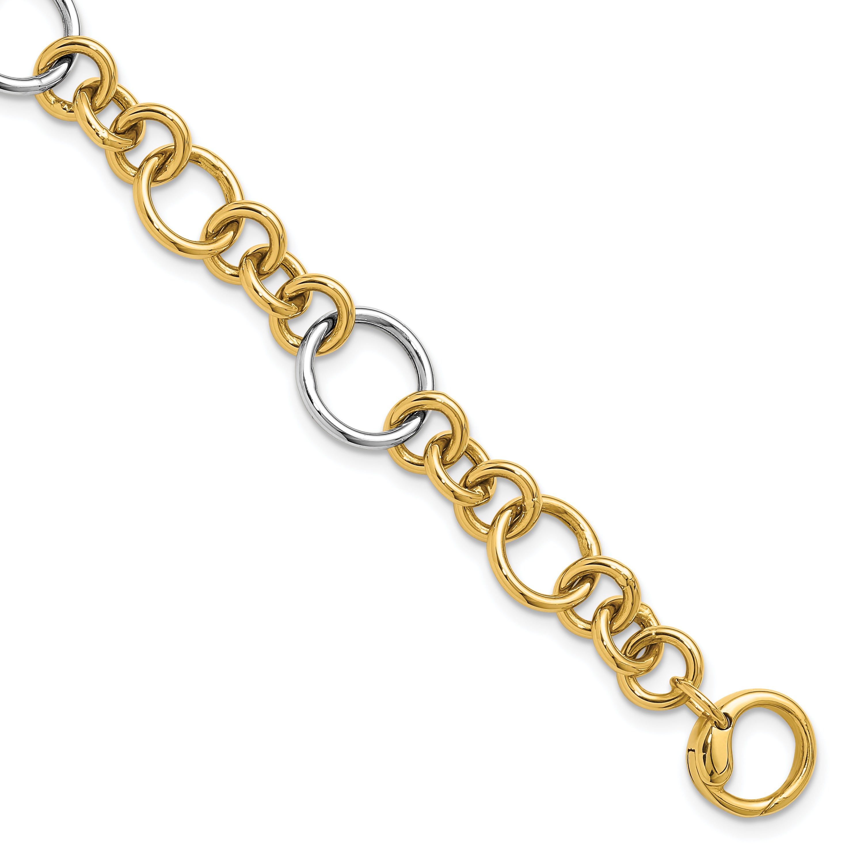 14K Two-Tone Polished Circle Links Bracelet Main image
