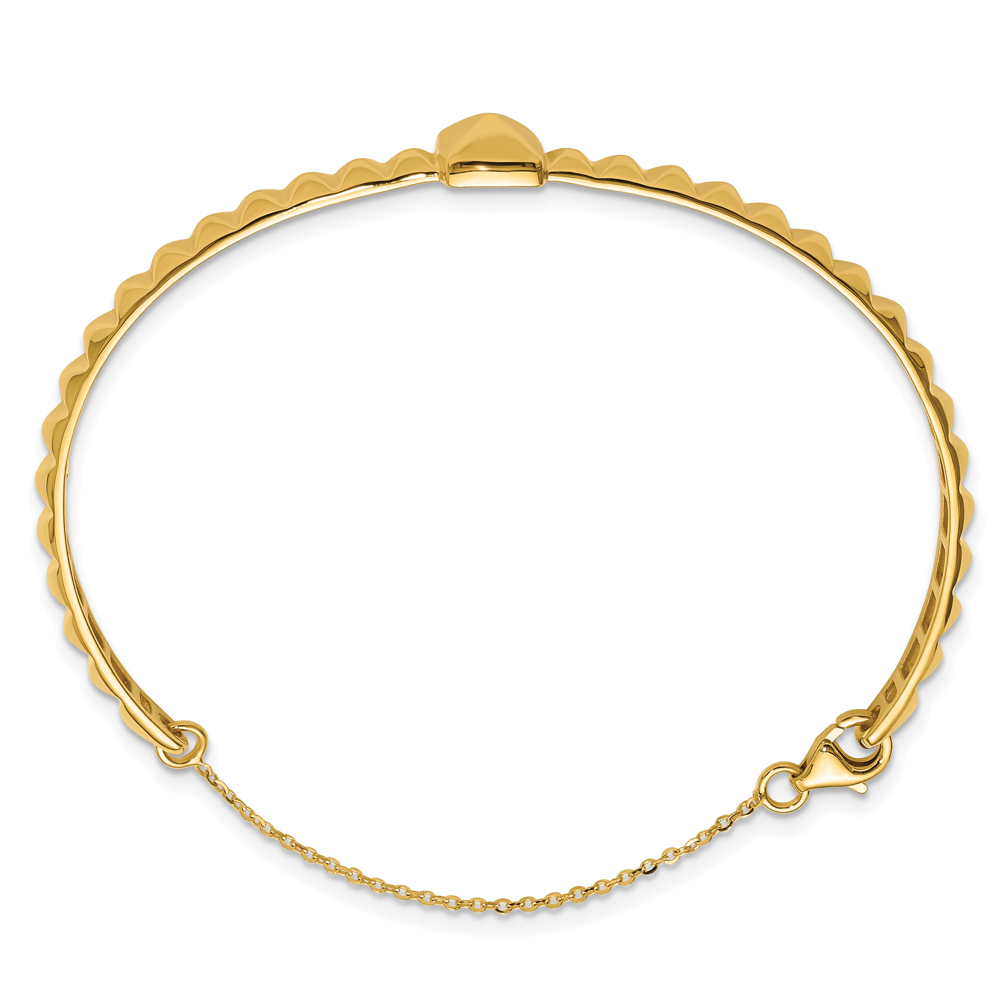 14K Polished Faceted with Chain Bangle Secondary image