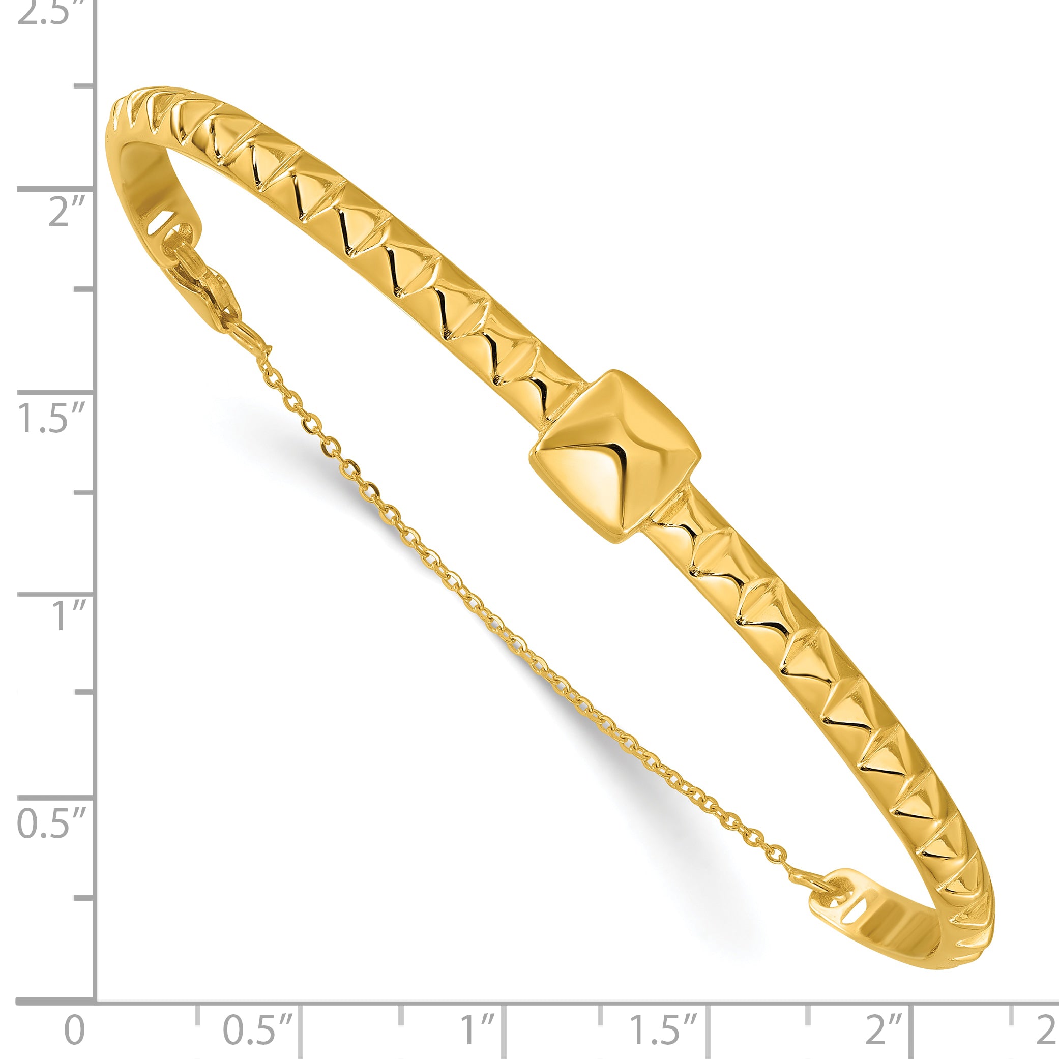 14K Polished Faceted with Chain Bangle