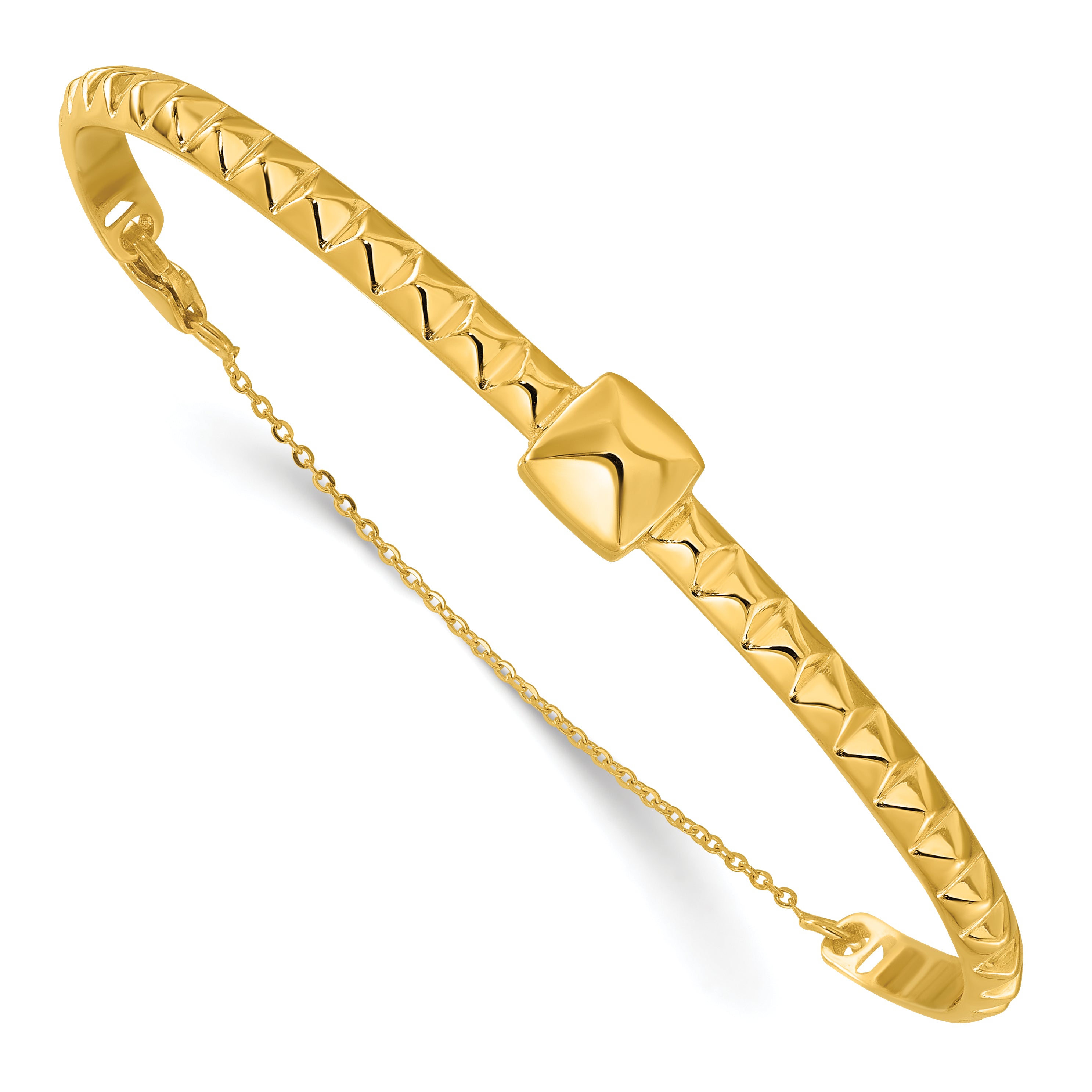 14K Polished Faceted with Chain Bangle Main image