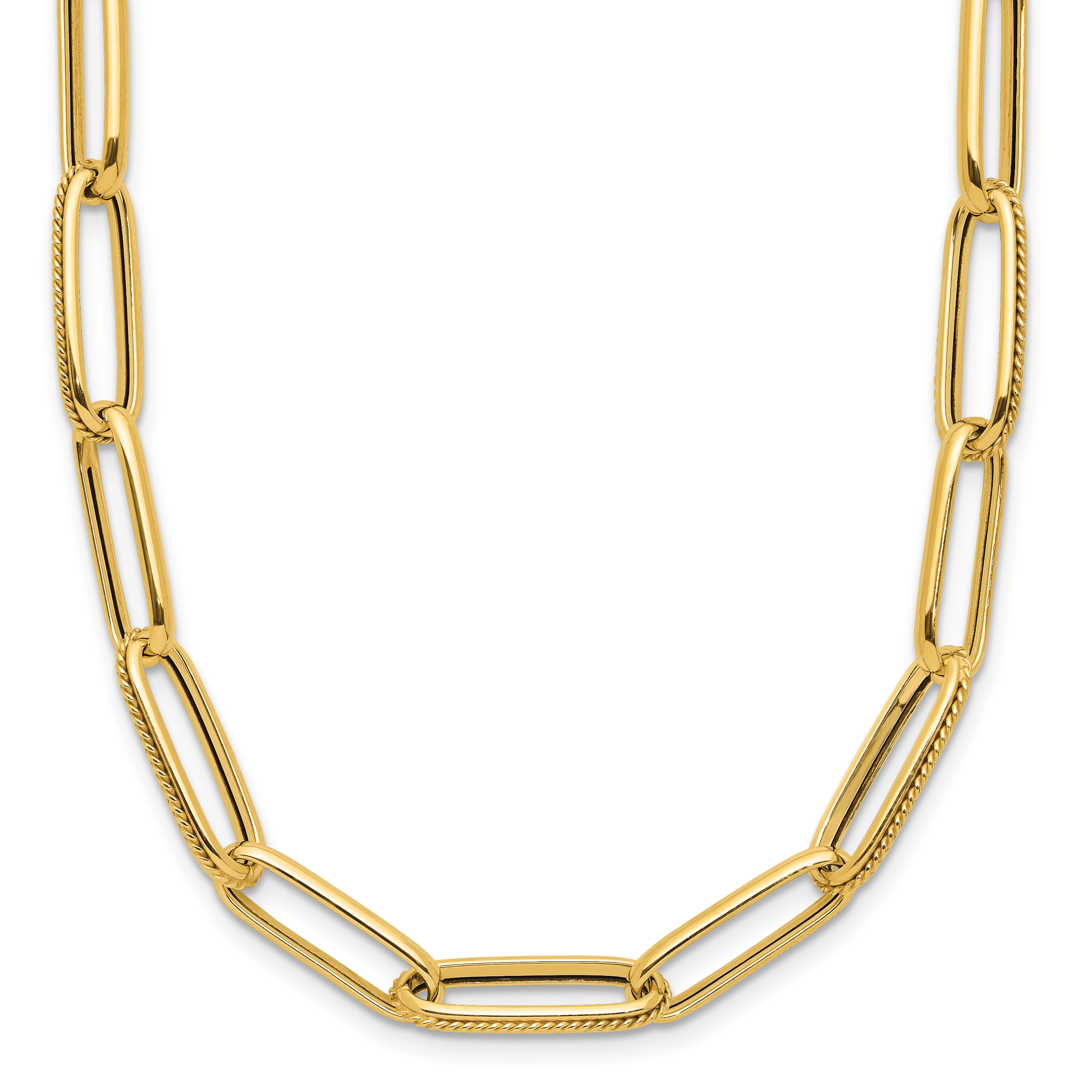 14K Polished and Textured Fancy Link Necklace Secondary image