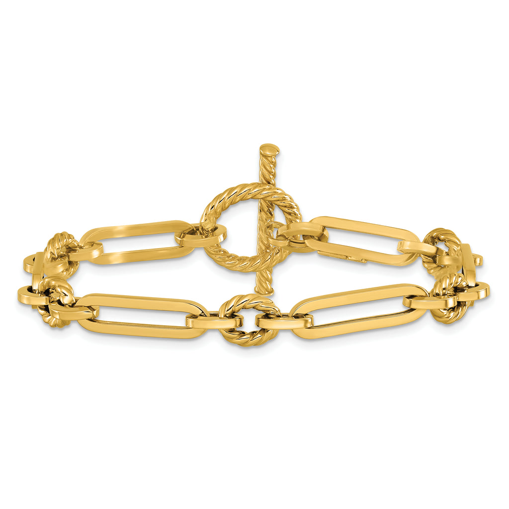 14K Polished Fancy Link Toggle Bracelet