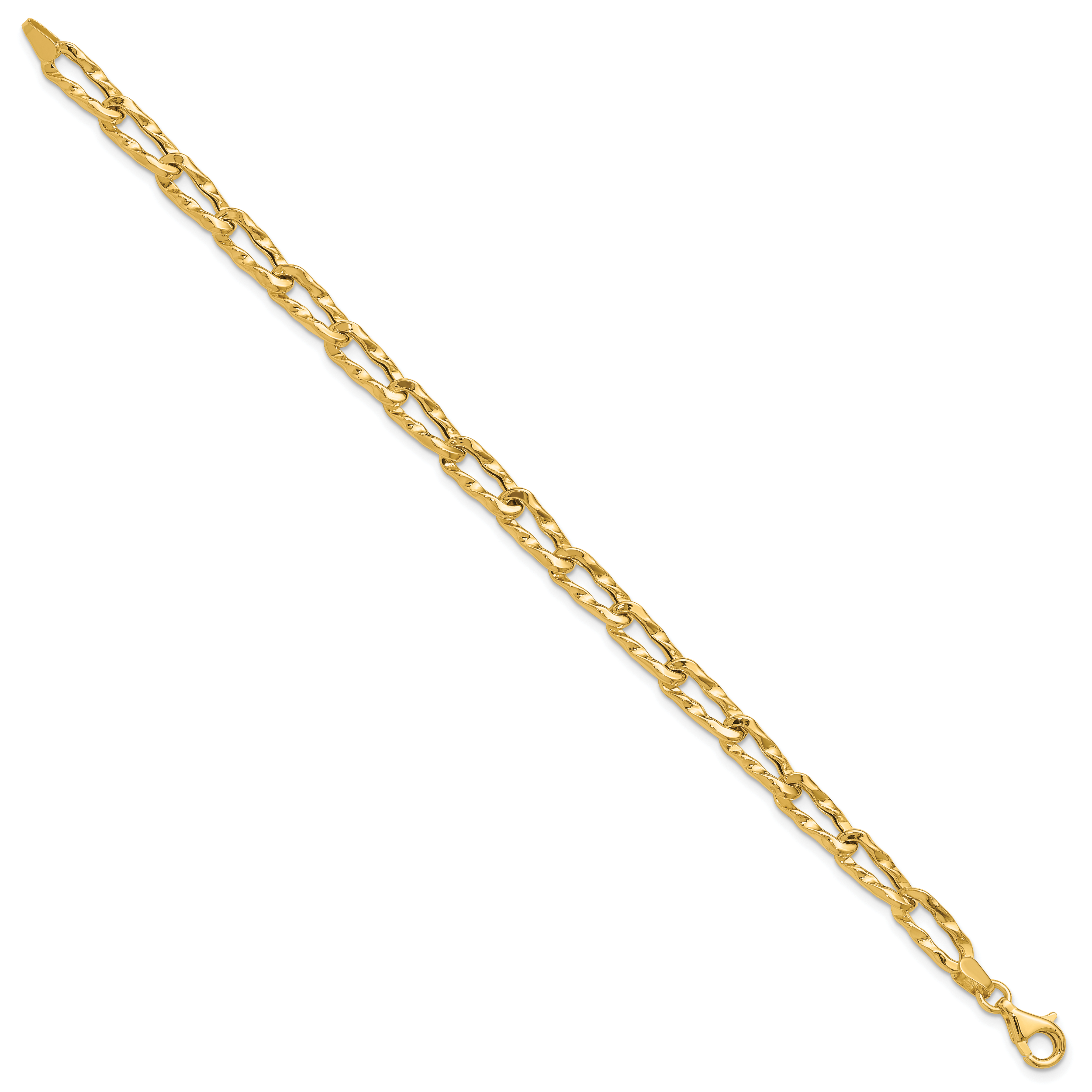 14K Polished and Hammered Fancy Link Bracelet Secondary image