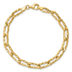 14K Polished and Hammered Fancy Link Bracelet