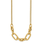 14K Polished and Satin 2-strand Fancy Link with 1in ext. Necklace