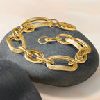 14K Polished and Satin Fancy Link Bracelet