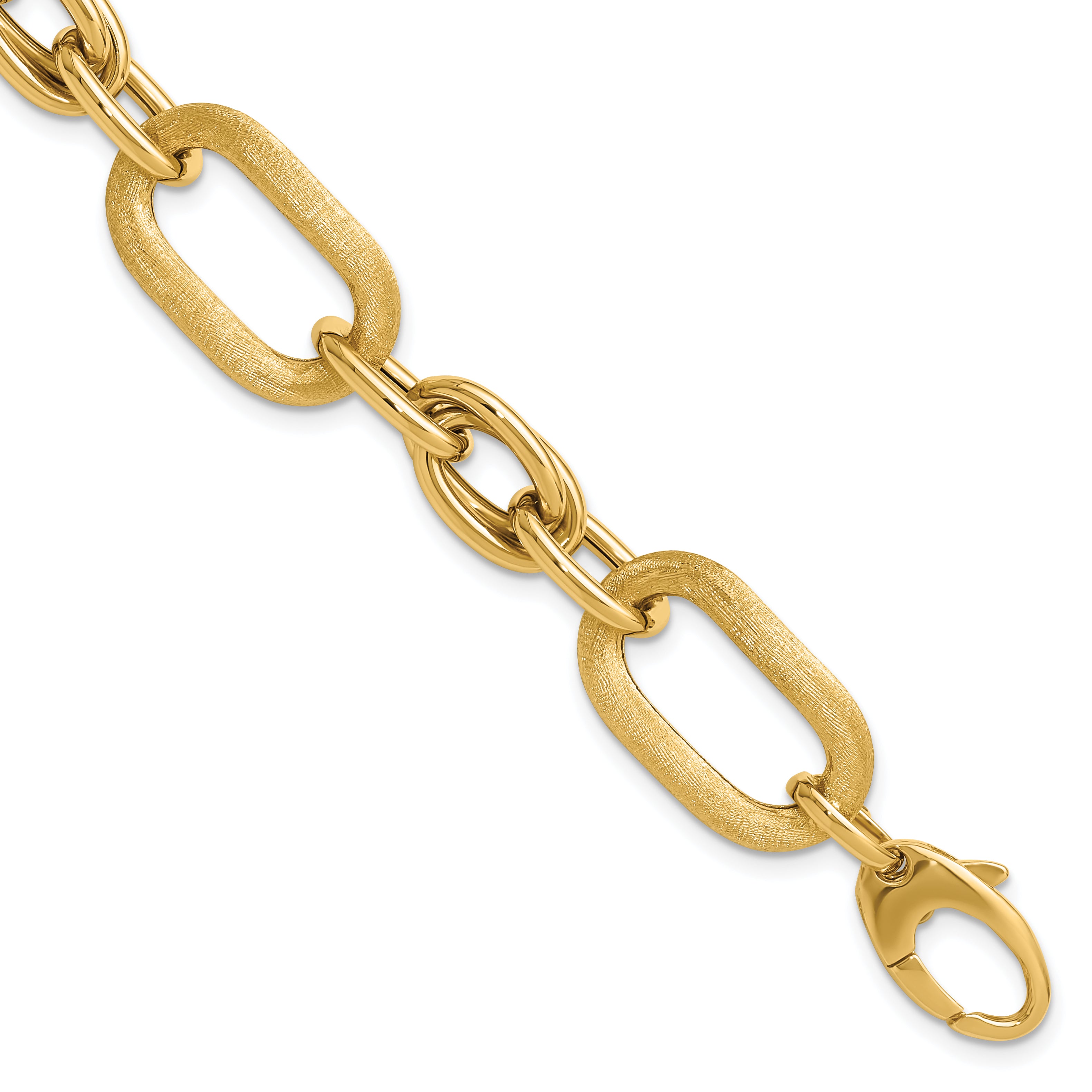 14K Polished and Satin Fancy Link Bracelet Main image