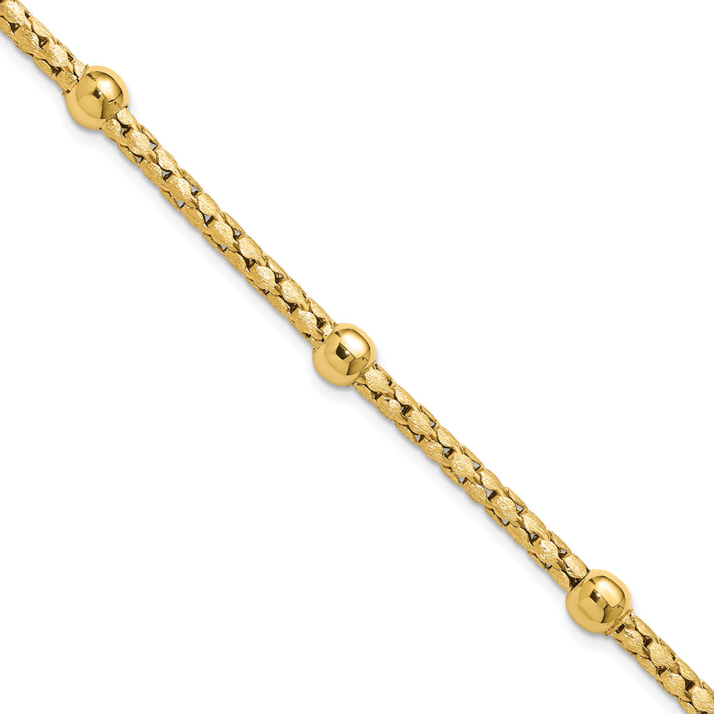 14K Polished and Satin Braided Bracelet